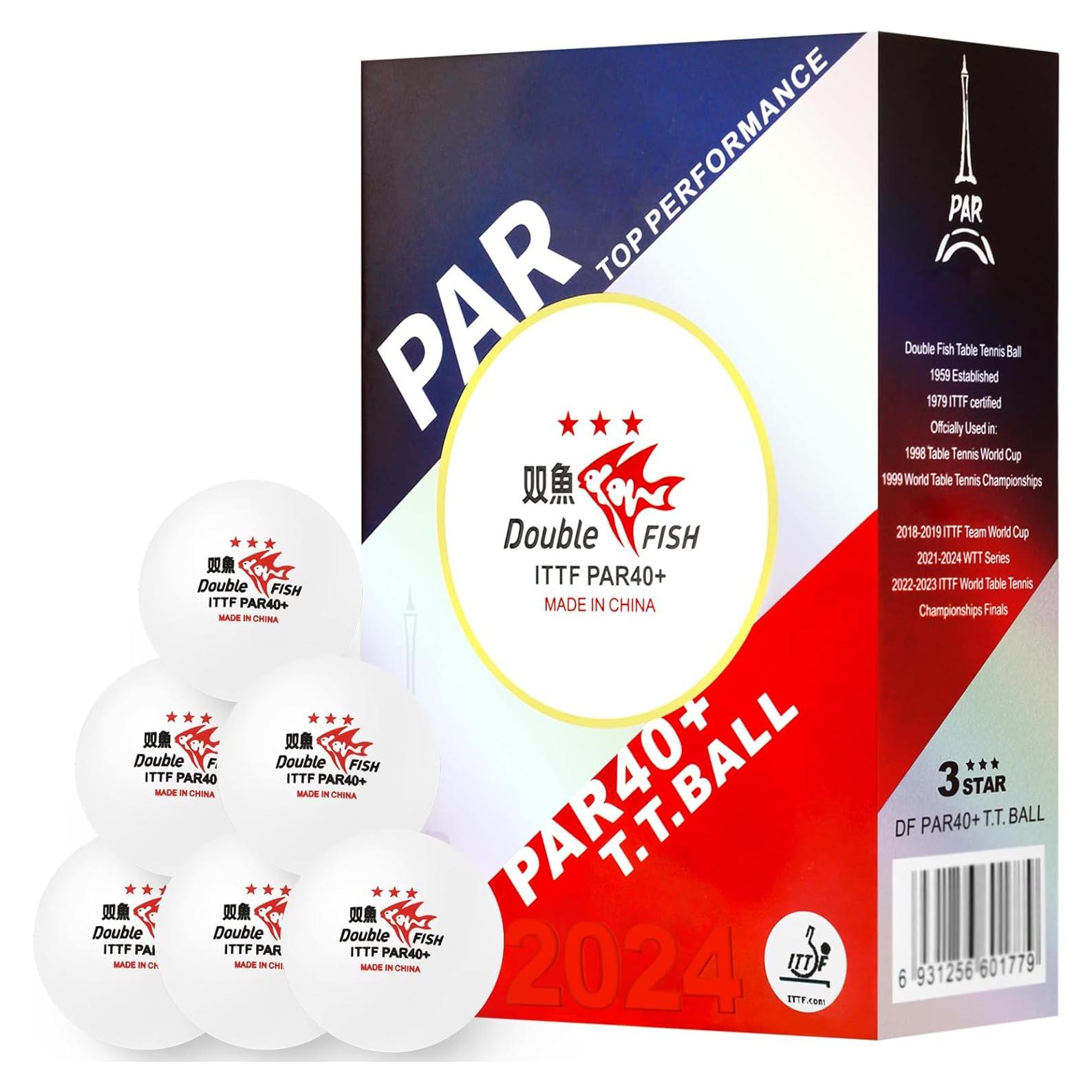 Bolas de Tenis de Mesa 3 Estrellas DOUBLE FISH 40mm - 6 Pcs