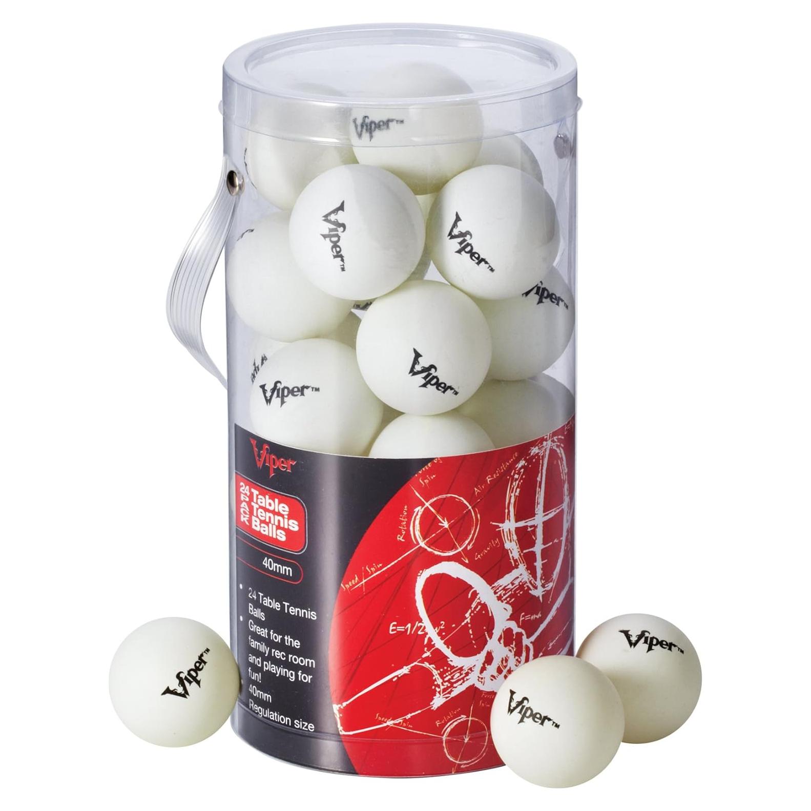 Pelotas de Tenis de Mesa Viper Blancas 40mm Paquete de 24