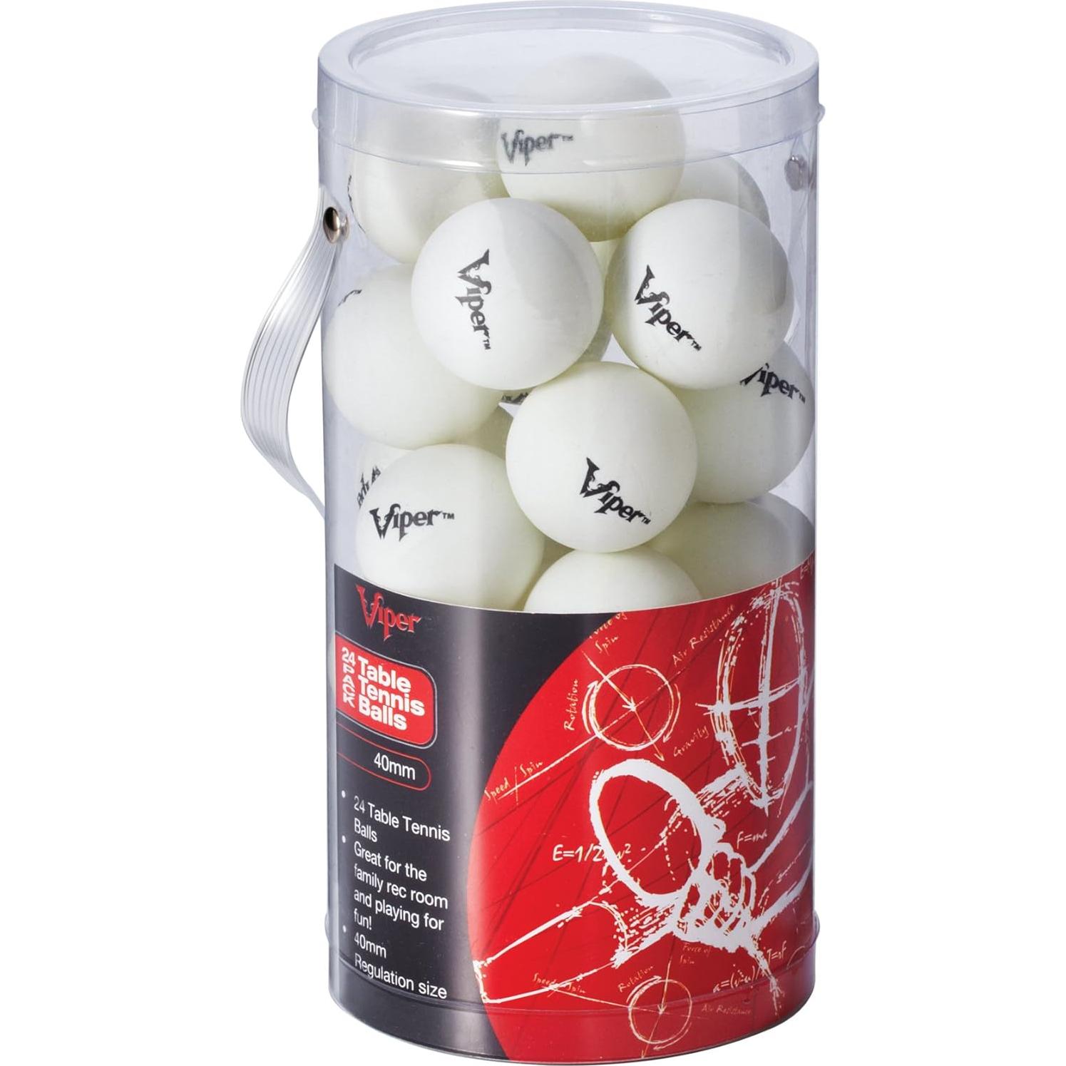 Pelotas de Tenis de Mesa Viper Blancas 40mm Paquete de 24