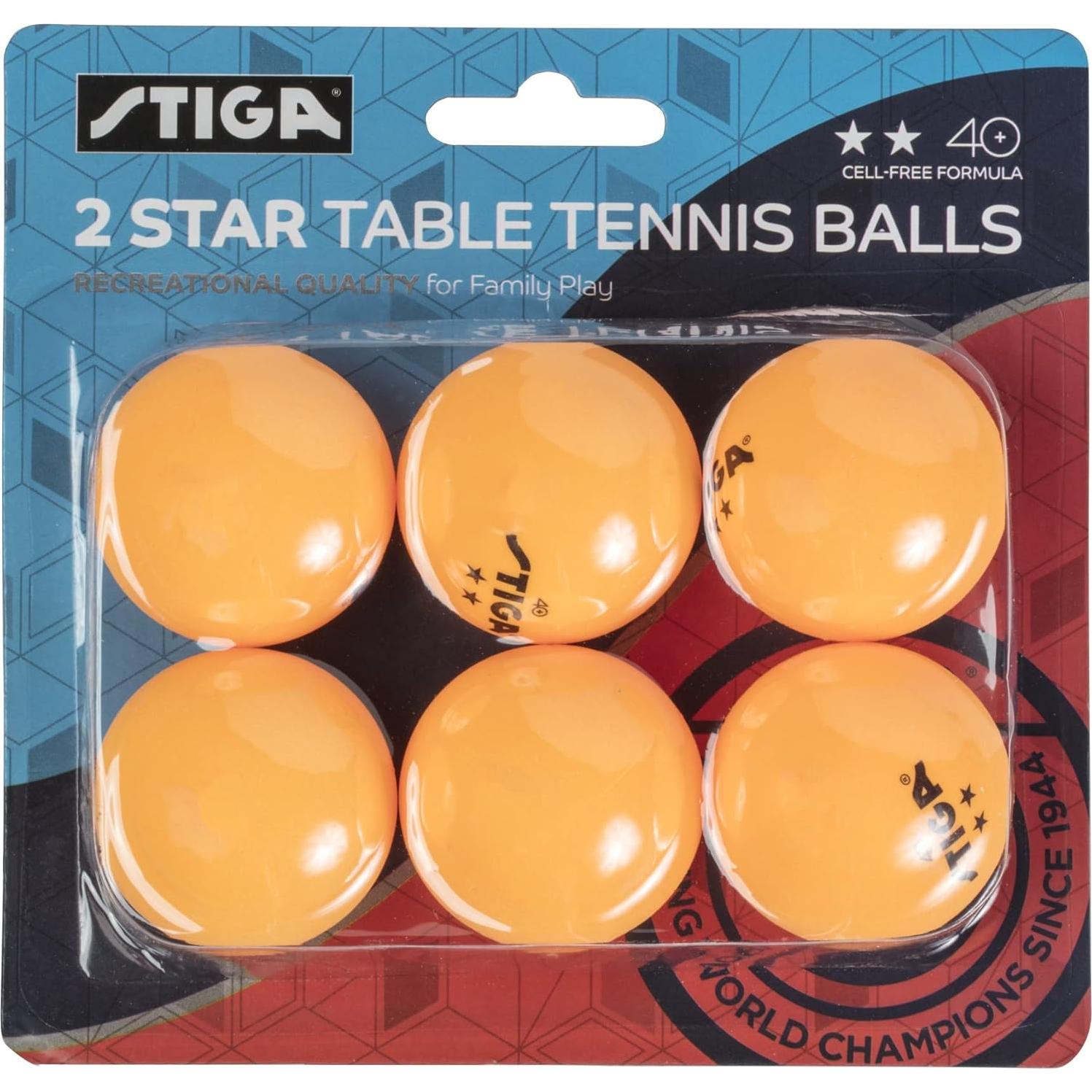 Pelotas de Ping Pong STIGA 2 Estrellas Naranjas - Paquete de 6