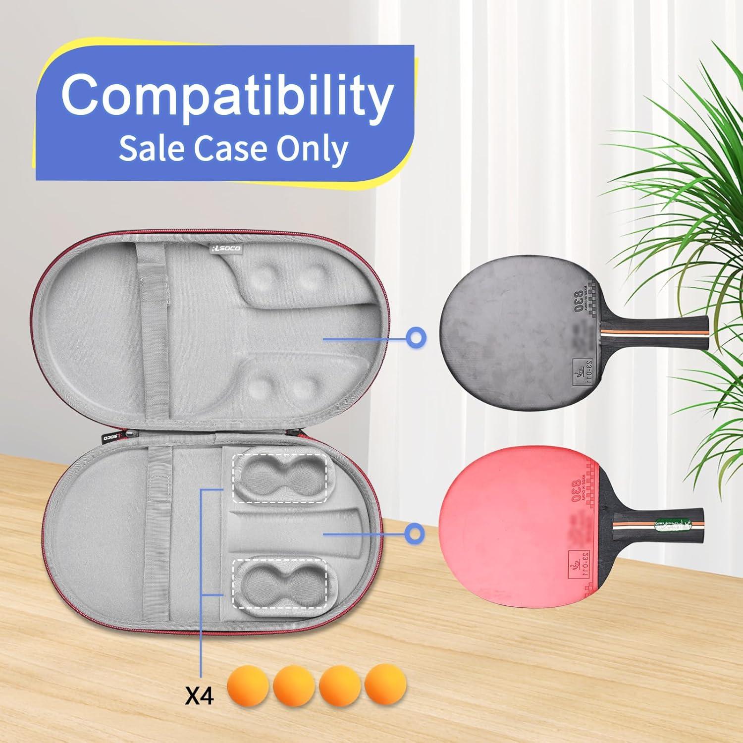 Funda Dura para Palas de Ping Pong RLSOCO Rle-2308, 2 Palas y 4 Pelotas