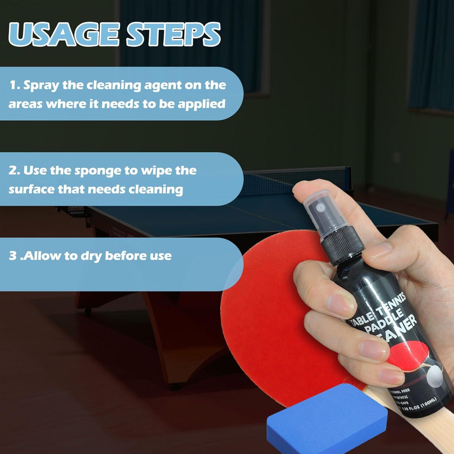 Kit Limpiador de Raquetas de Tenis de Mesa DINGSEN 100ml + Esponja