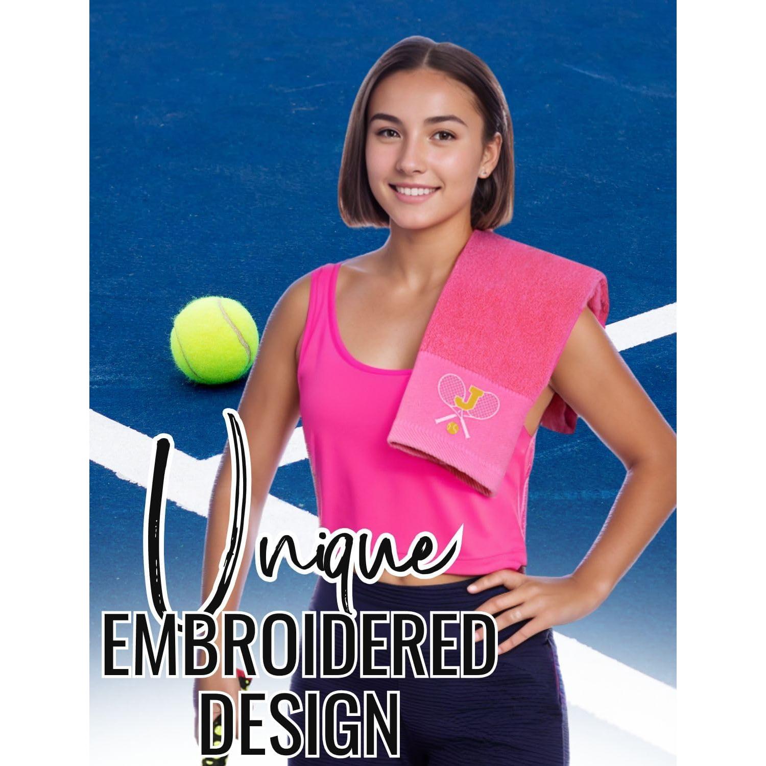 Toalla de Tenis Bordada CybGene Rosa Fucsia 33.7x18.9cm