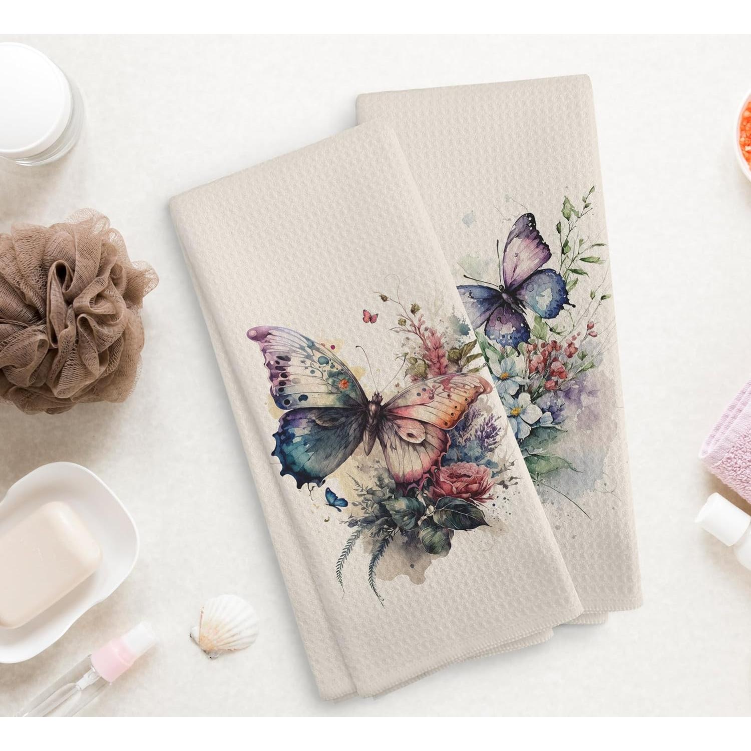 Juego de 2 Toallas de Cocina NOQL Mariposa Beige 40.6x61 cm