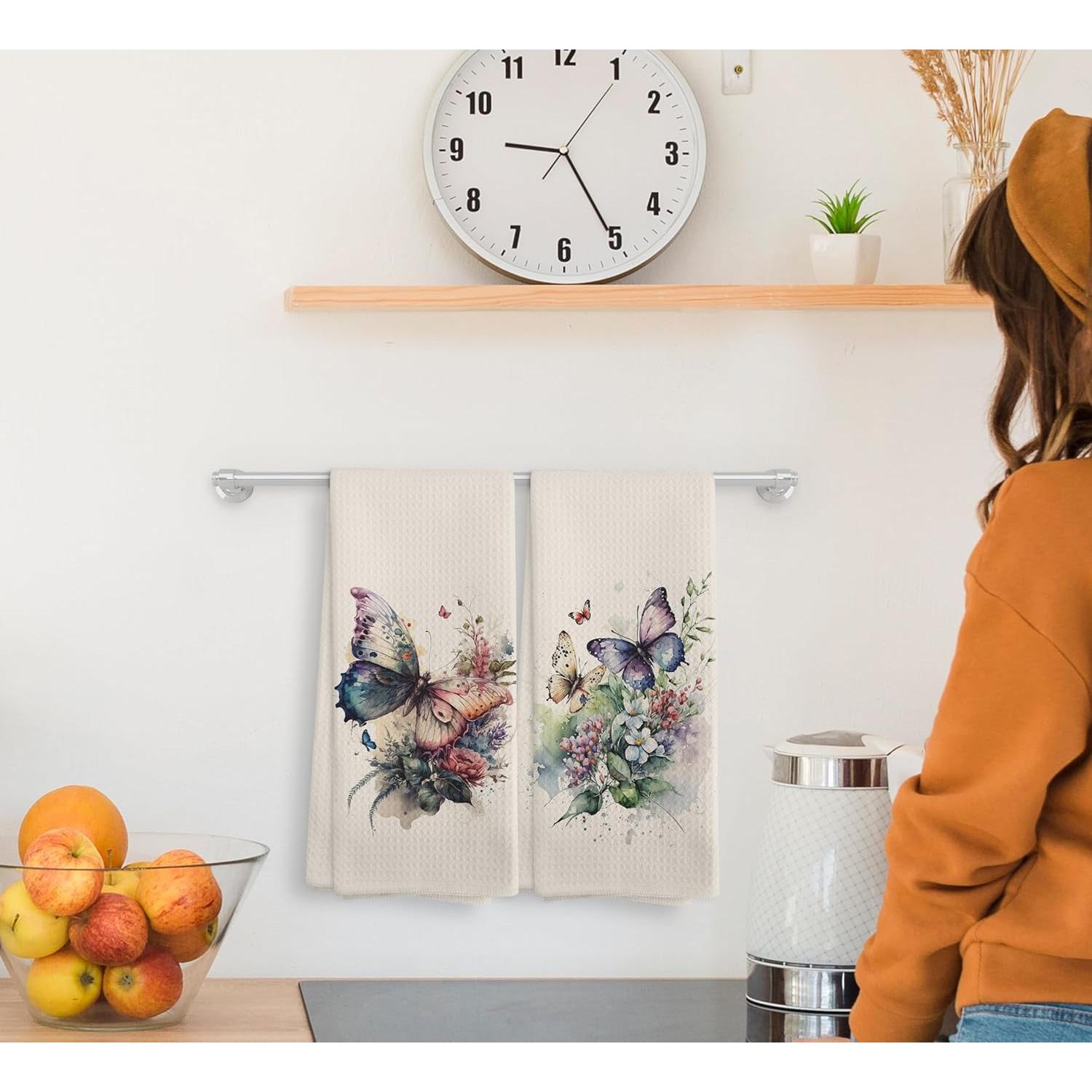 Juego de 2 Toallas de Cocina NOQL Mariposa Beige 40.6x61 cm