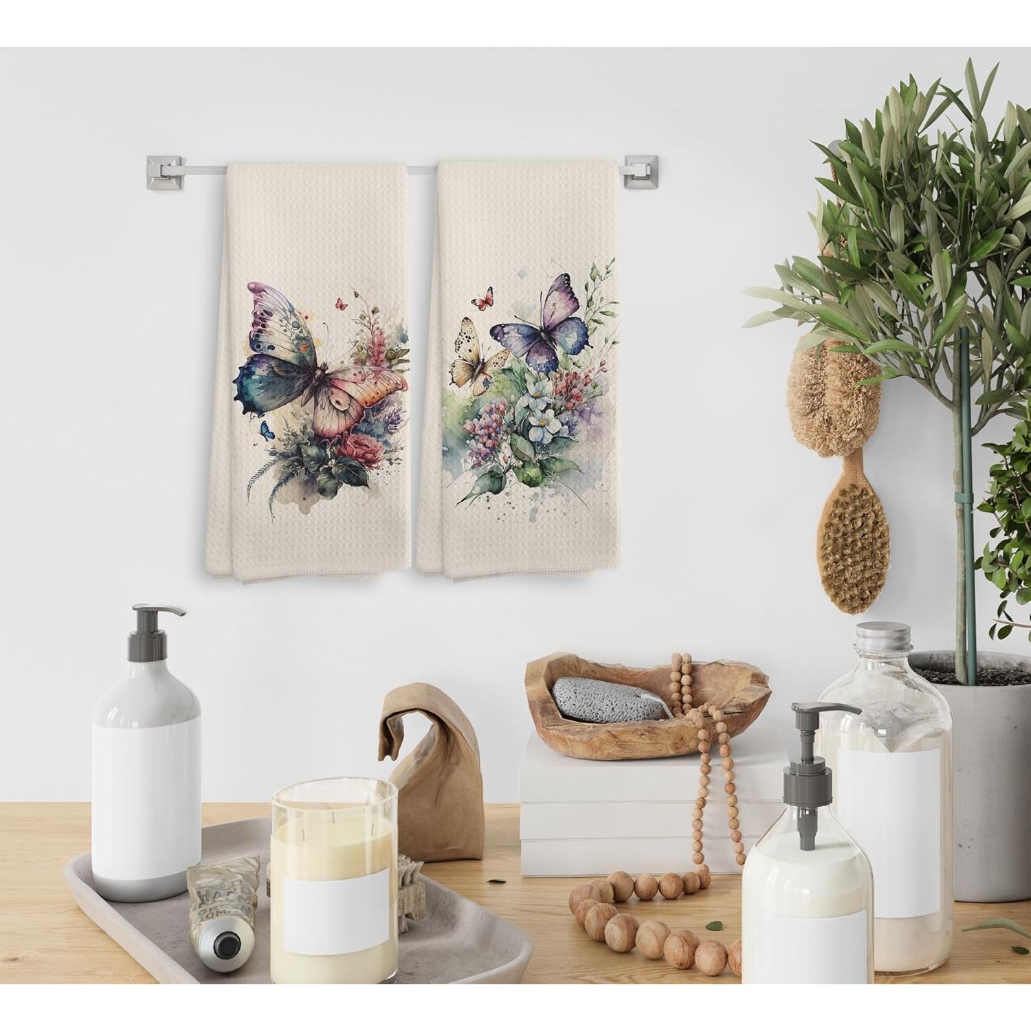 Juego de 2 Toallas de Cocina NOQL Mariposa Beige 40.6x61 cm