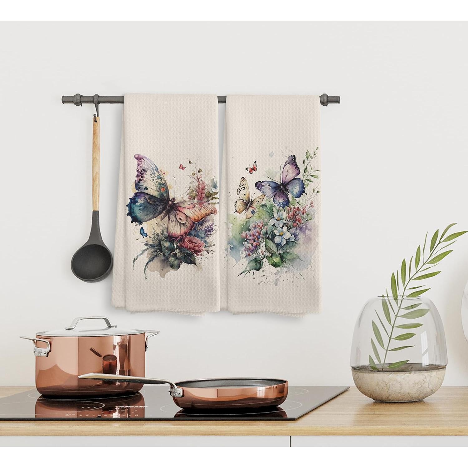 Juego de 2 Toallas de Cocina NOQL Mariposa Beige 40.6x61 cm