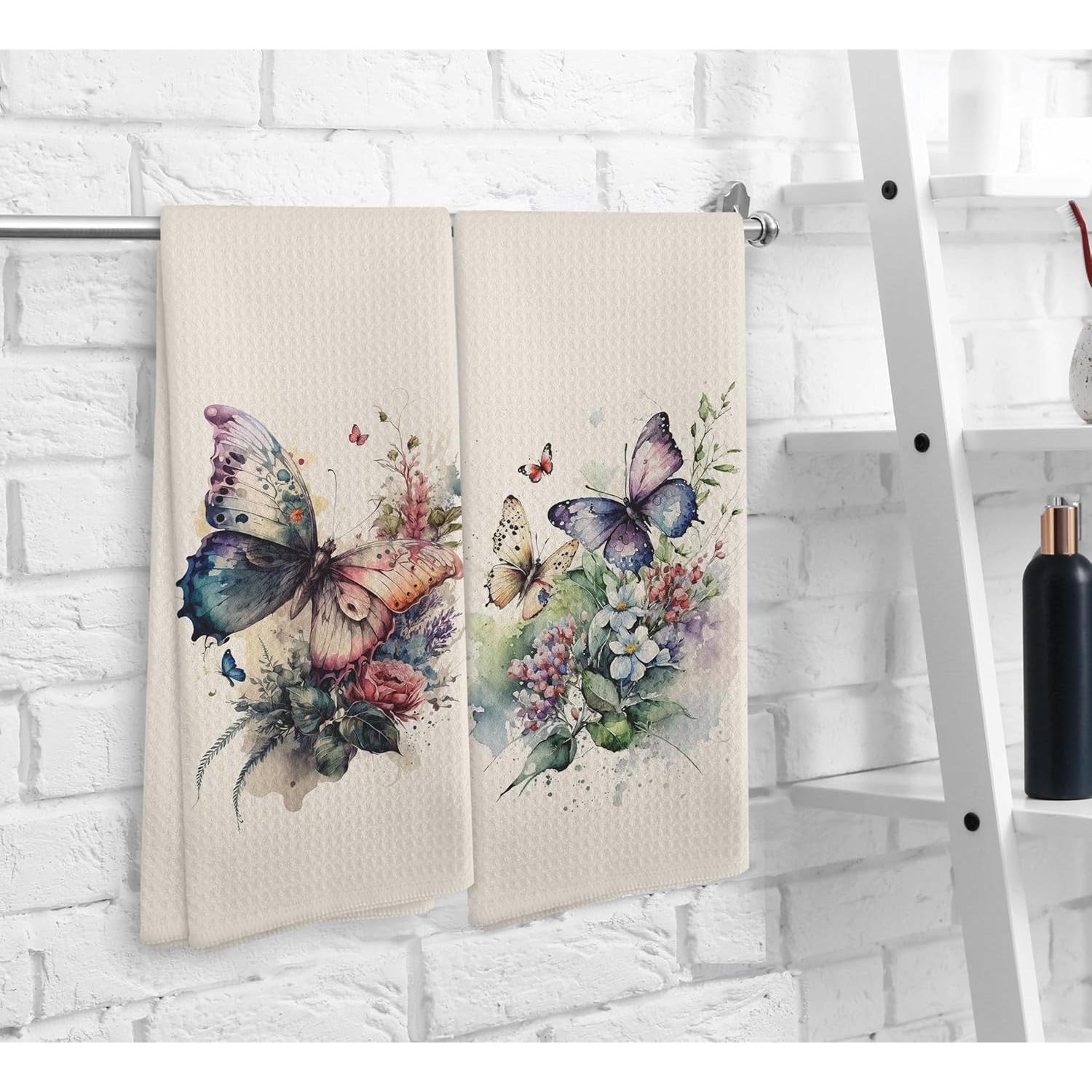 Juego de 2 Toallas de Cocina NOQL Mariposa Beige 40.6x61 cm