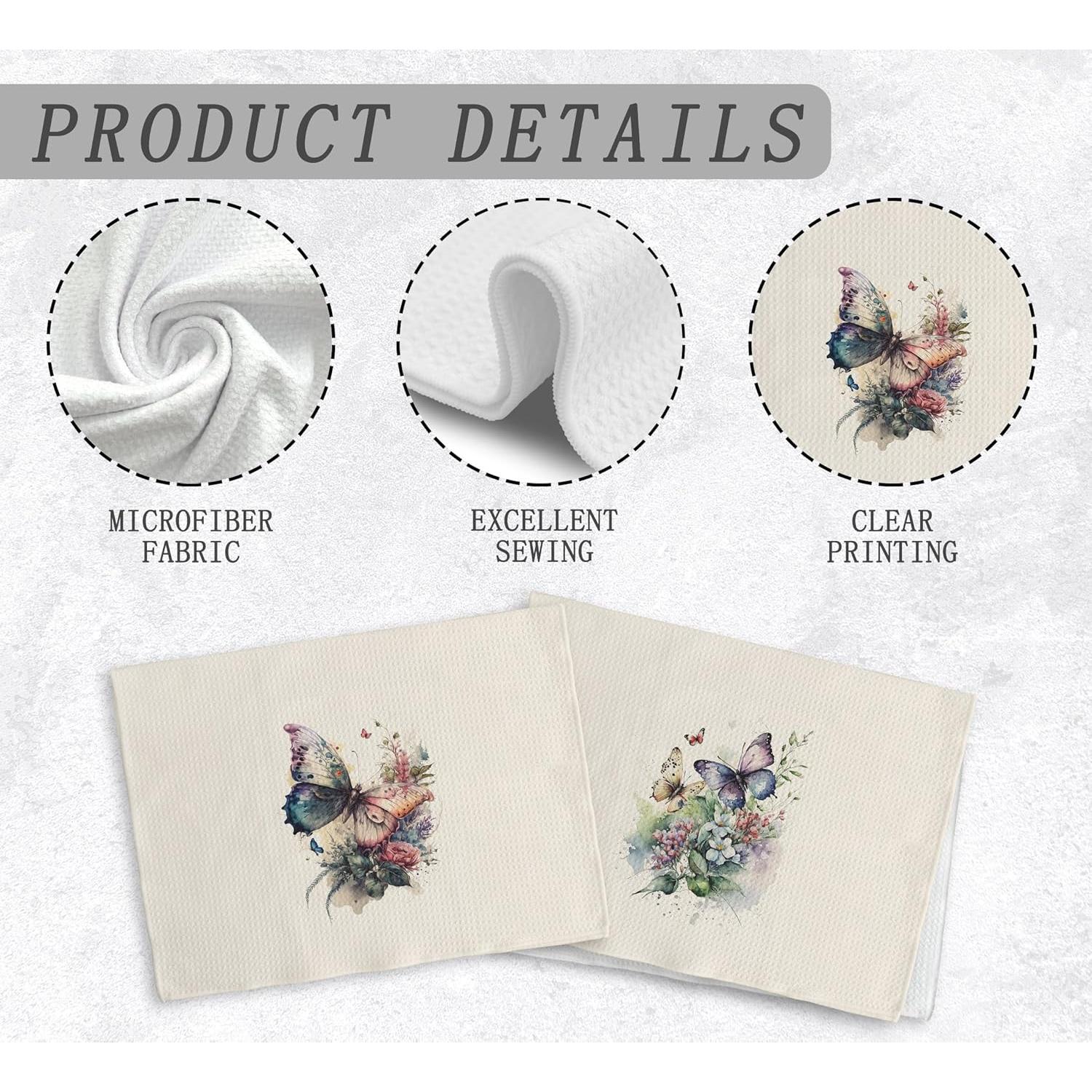 Juego de 2 Toallas de Cocina NOQL Mariposa Beige 40.6x61 cm