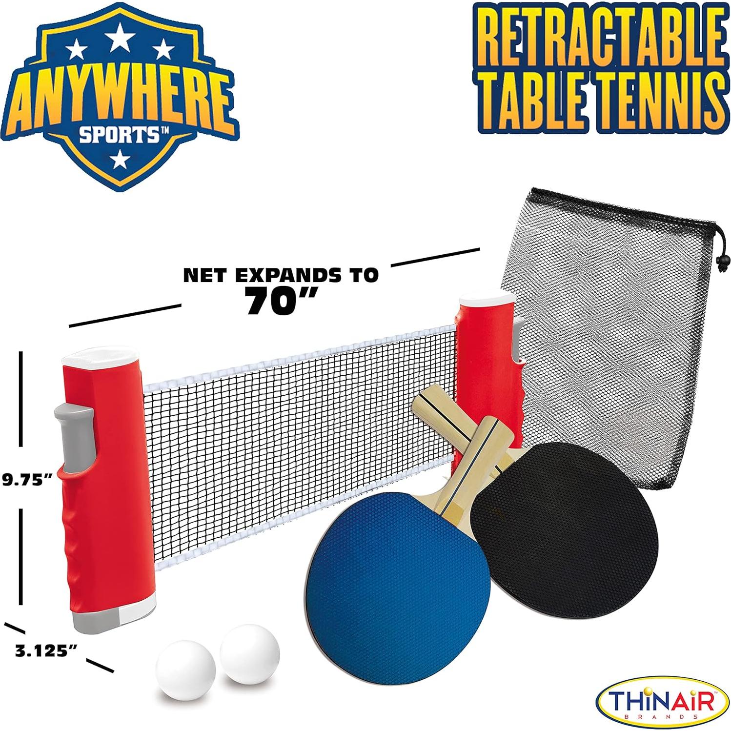 Juego de Tenis de Mesa Retráctil Thin Air Brands, Portátil con 2 Palas y 2 Pelotas