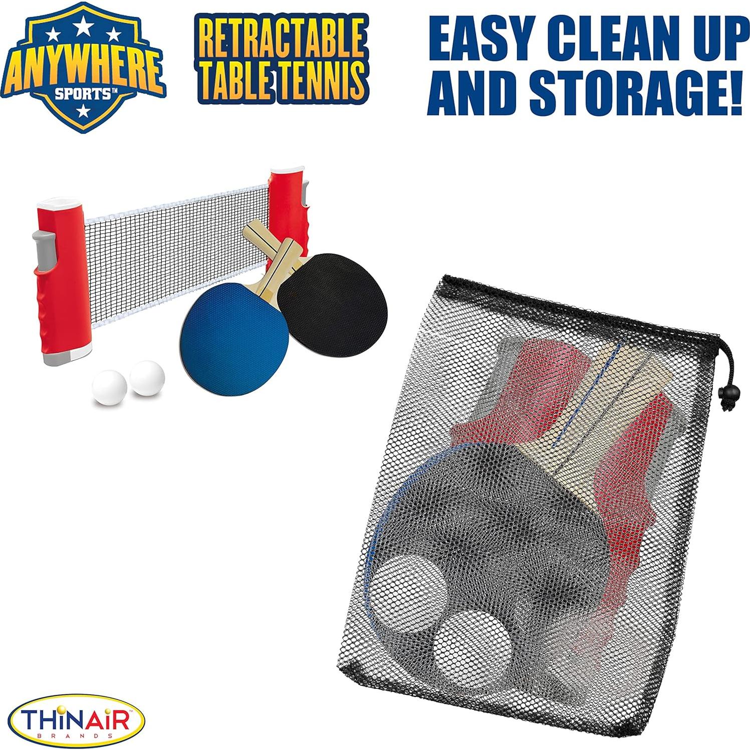 Juego de Tenis de Mesa Retráctil Thin Air Brands, Portátil con 2 Palas y 2 Pelotas