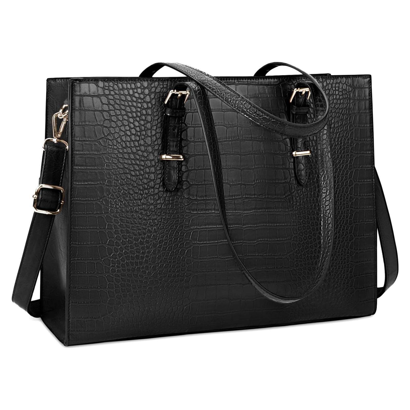 Bolsa de Laptop Lubardy 15.6" Cuero Negro Impermeable