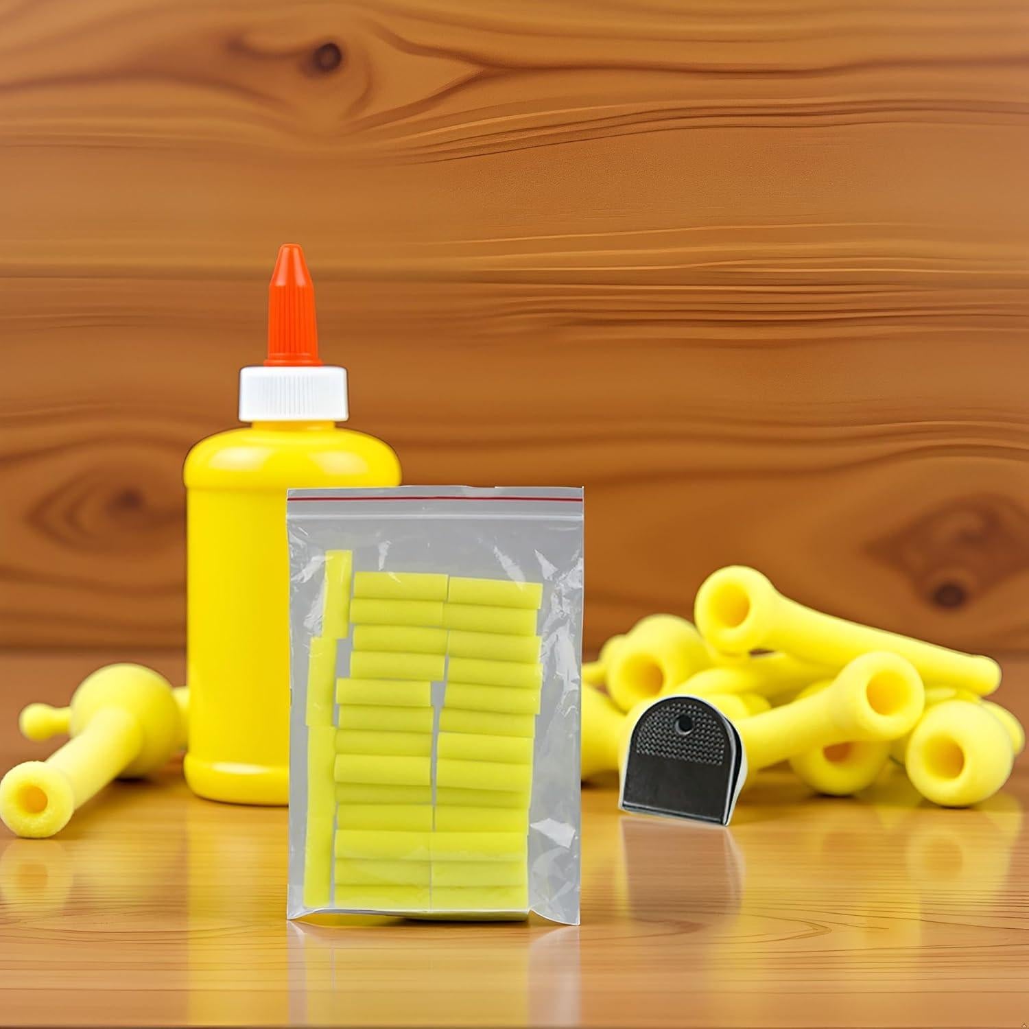 Conjunto de 30 Cepillos de Esponja Cilíndricos Jizlan Amarillos