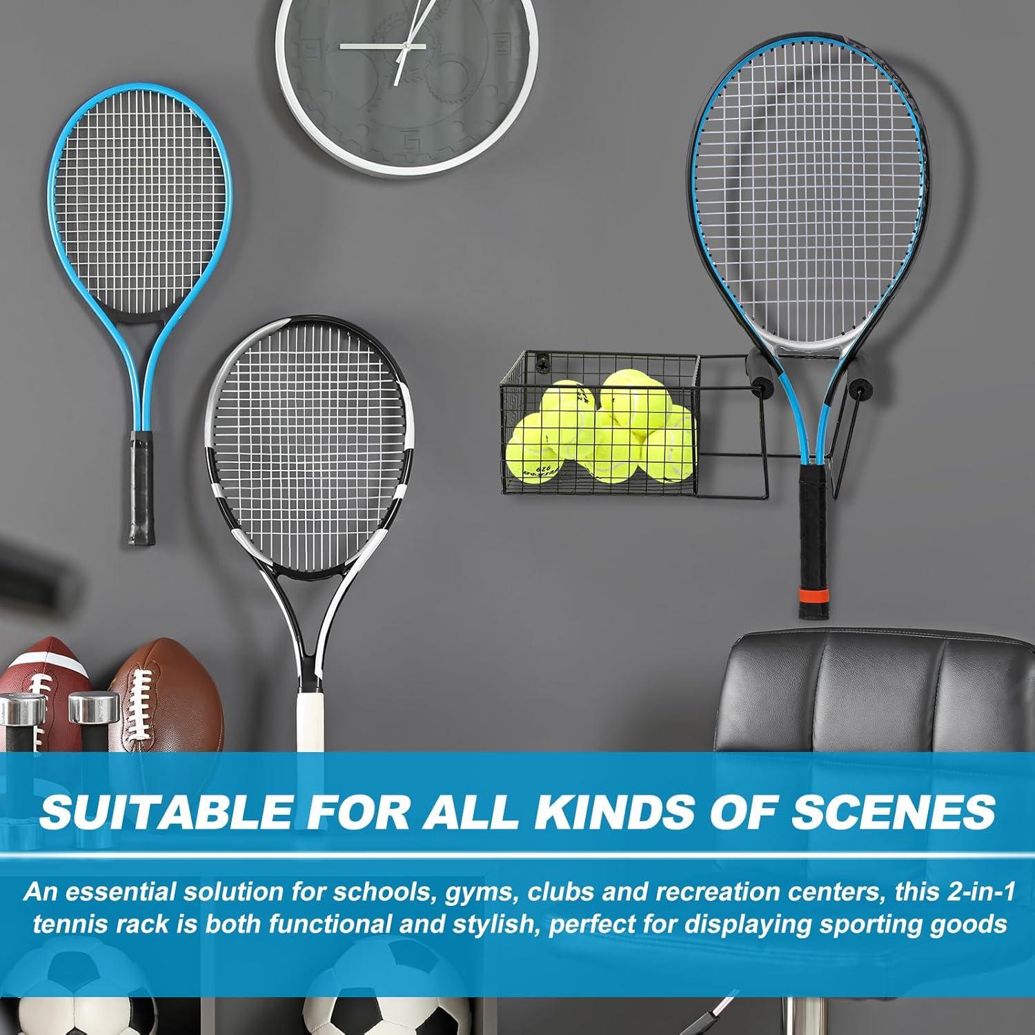 Soporte de Raquetas de Tenis y Pelotas Zonon Montado en Pared