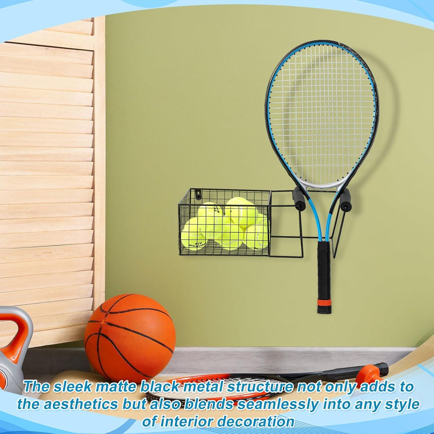 Soporte de Raquetas de Tenis y Pelotas Zonon Montado en Pared