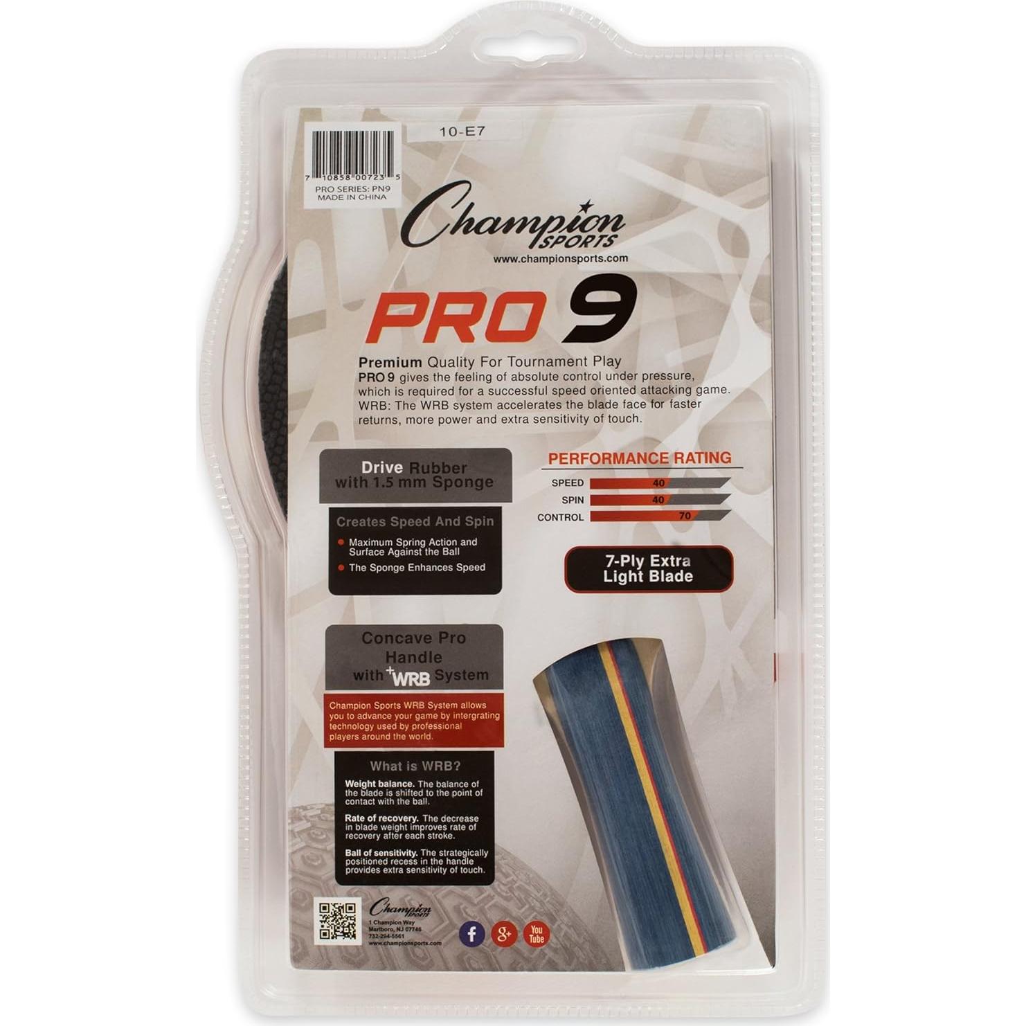 Paleta de Tenis de Mesa Champion Sports PN9 1.5mm Control 4-4-7