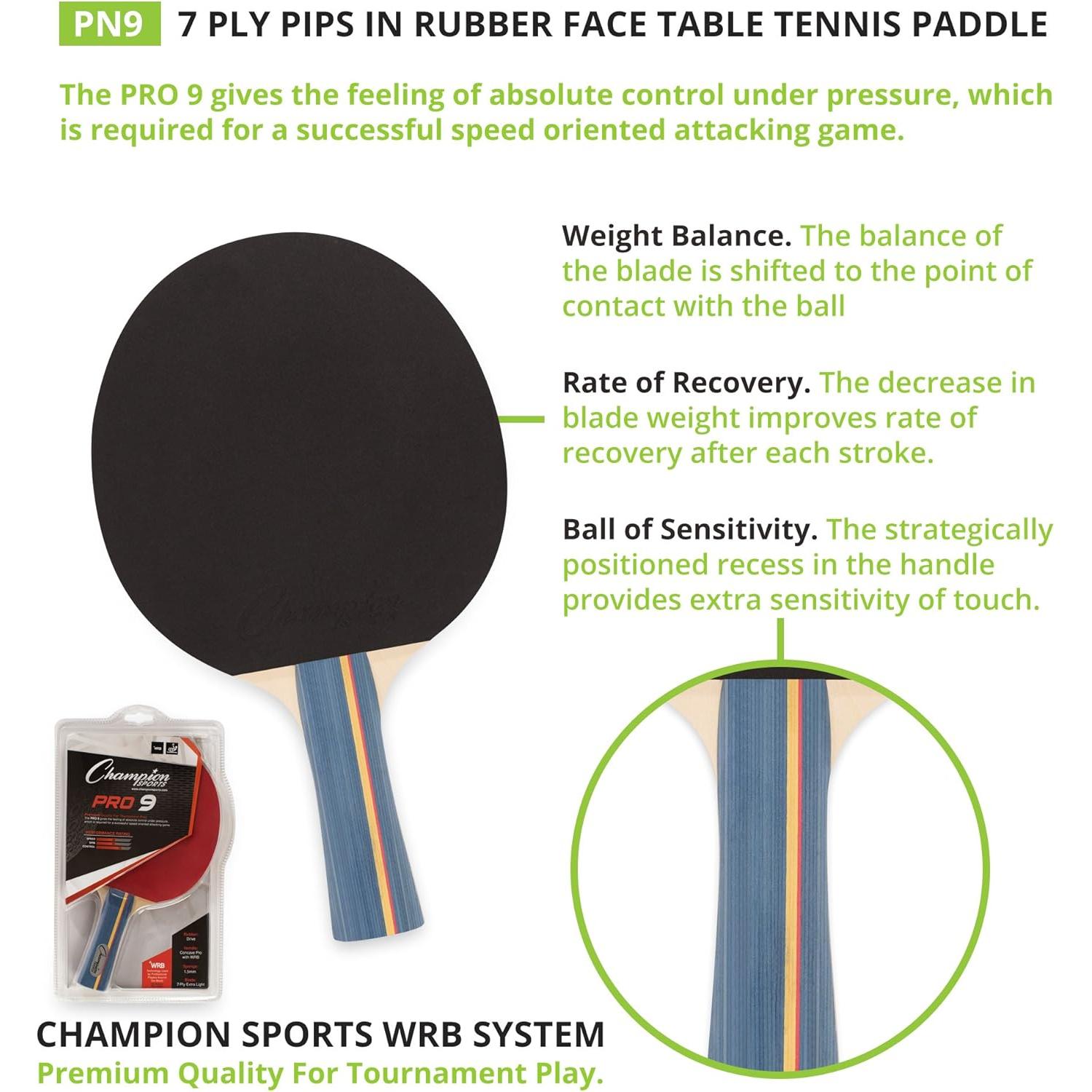 Paleta de Tenis de Mesa Champion Sports PN9 1.5mm Control 4-4-7