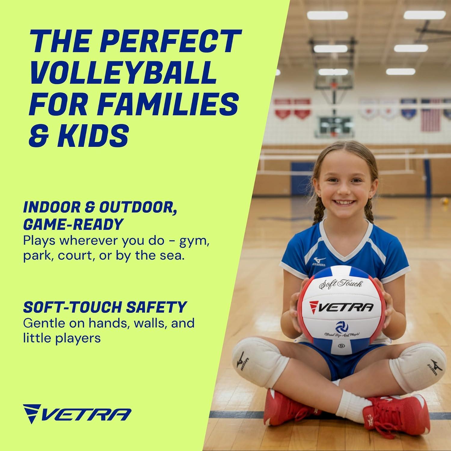 Voleibol VETRA Soft Touch Tamaño Oficial 5 PVC Azul/Rojo
