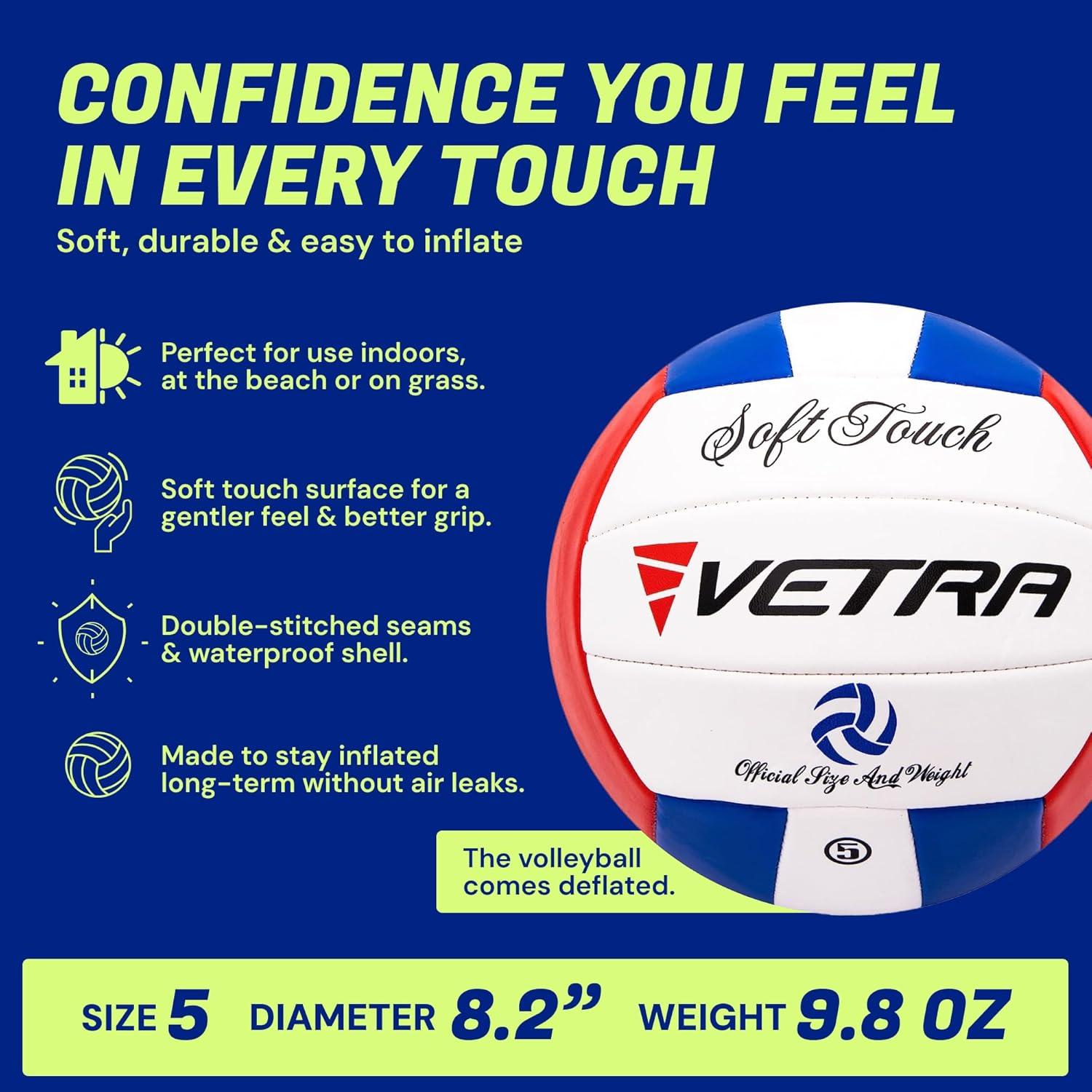 Voleibol VETRA Soft Touch Tamaño Oficial 5 PVC Azul/Rojo