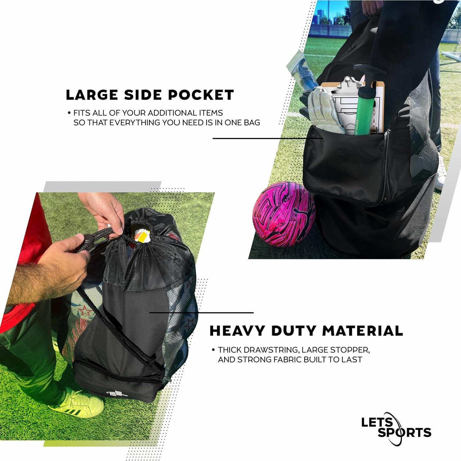 Bolsa de Balones Deportivos LETS Sports Negra 94x43 cm