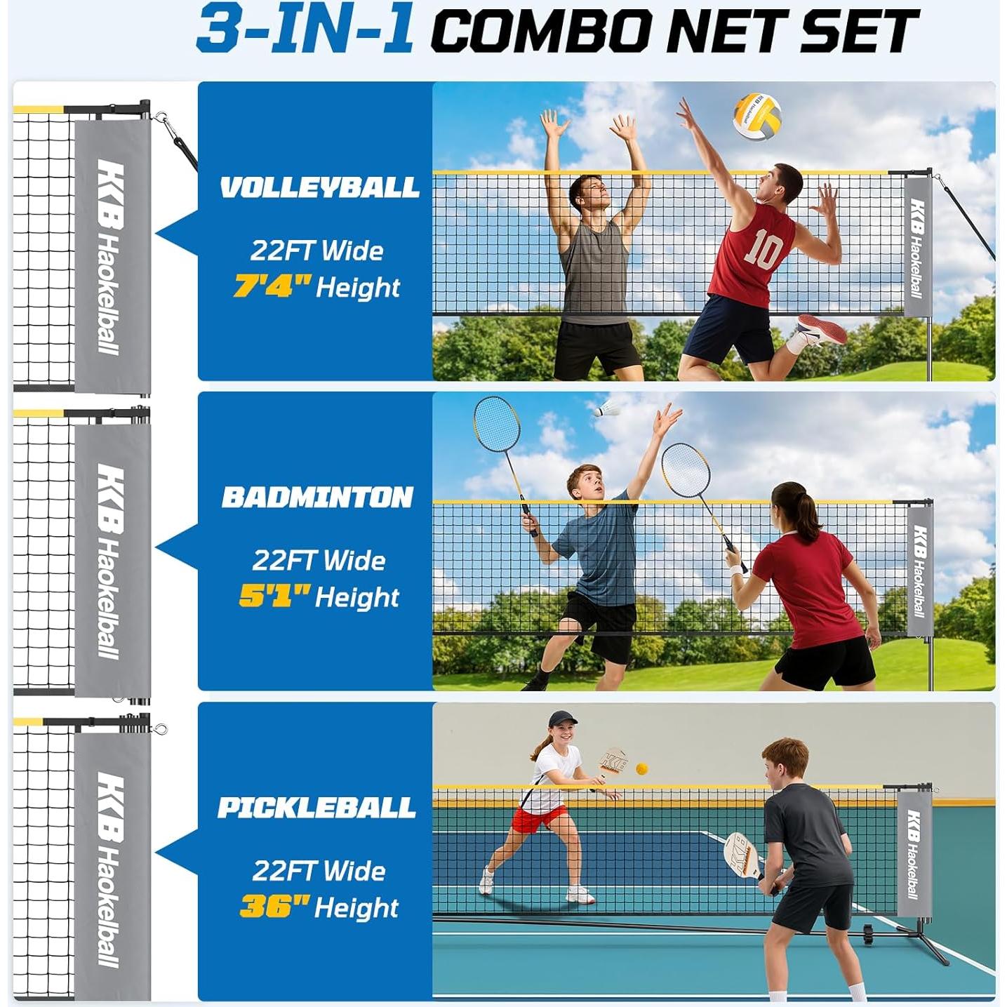 Conjunto Red Multi-Deporte Haokelball 22FT Ajustable con Accesorios