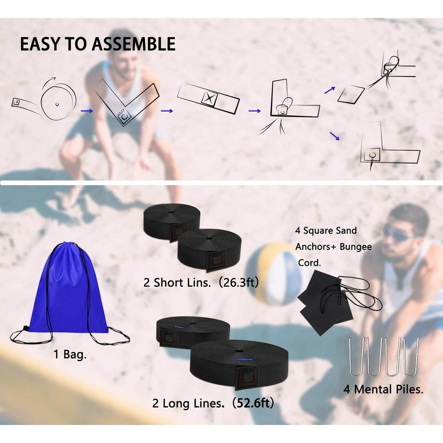 Líneas de Voleibol de Playa OMSORG 8.03m x 16m Alta Resistencia