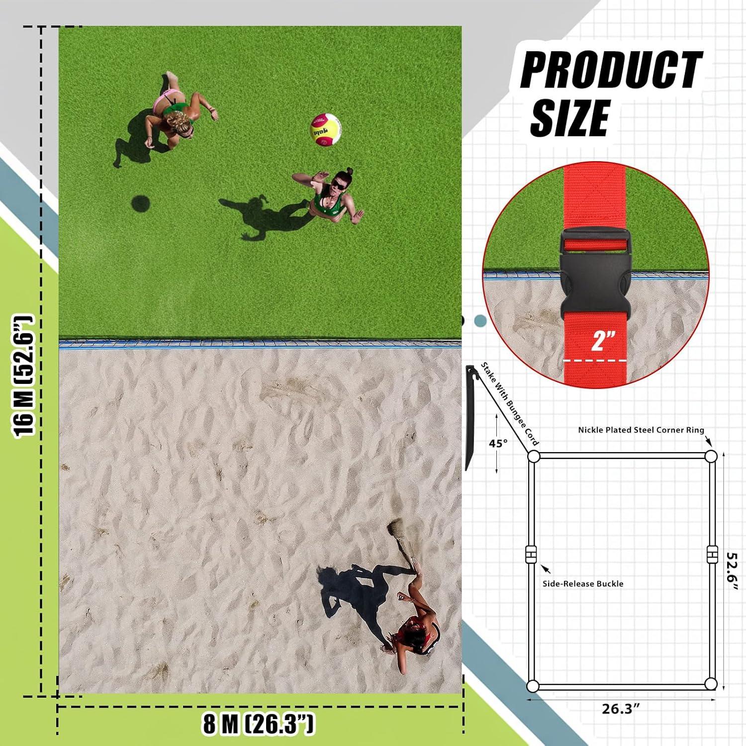 Líneas de cancha de voleibol de playa GliCraft 5 cm x 8 m