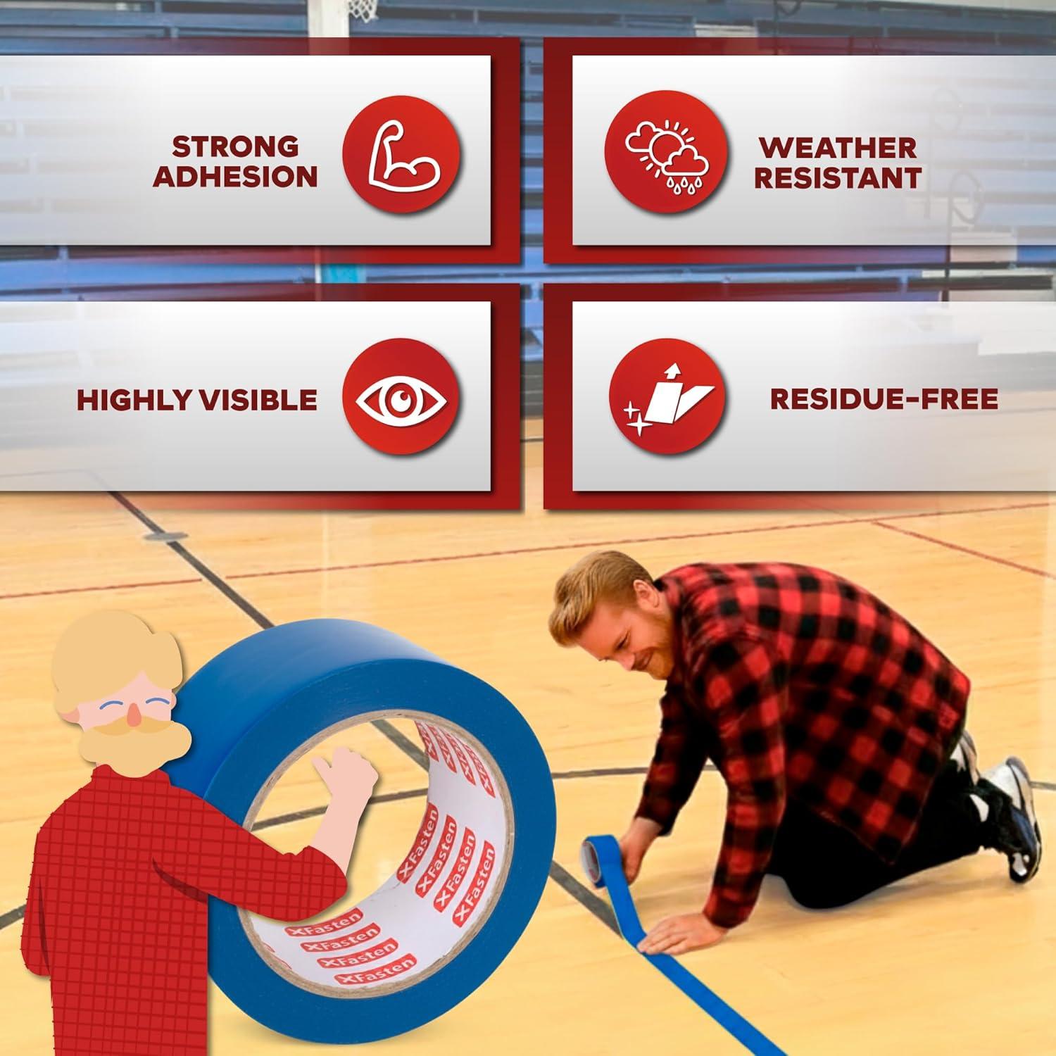 Cinta de Piso de Vinilo XFasten 5 cm x 32.9 m Azul