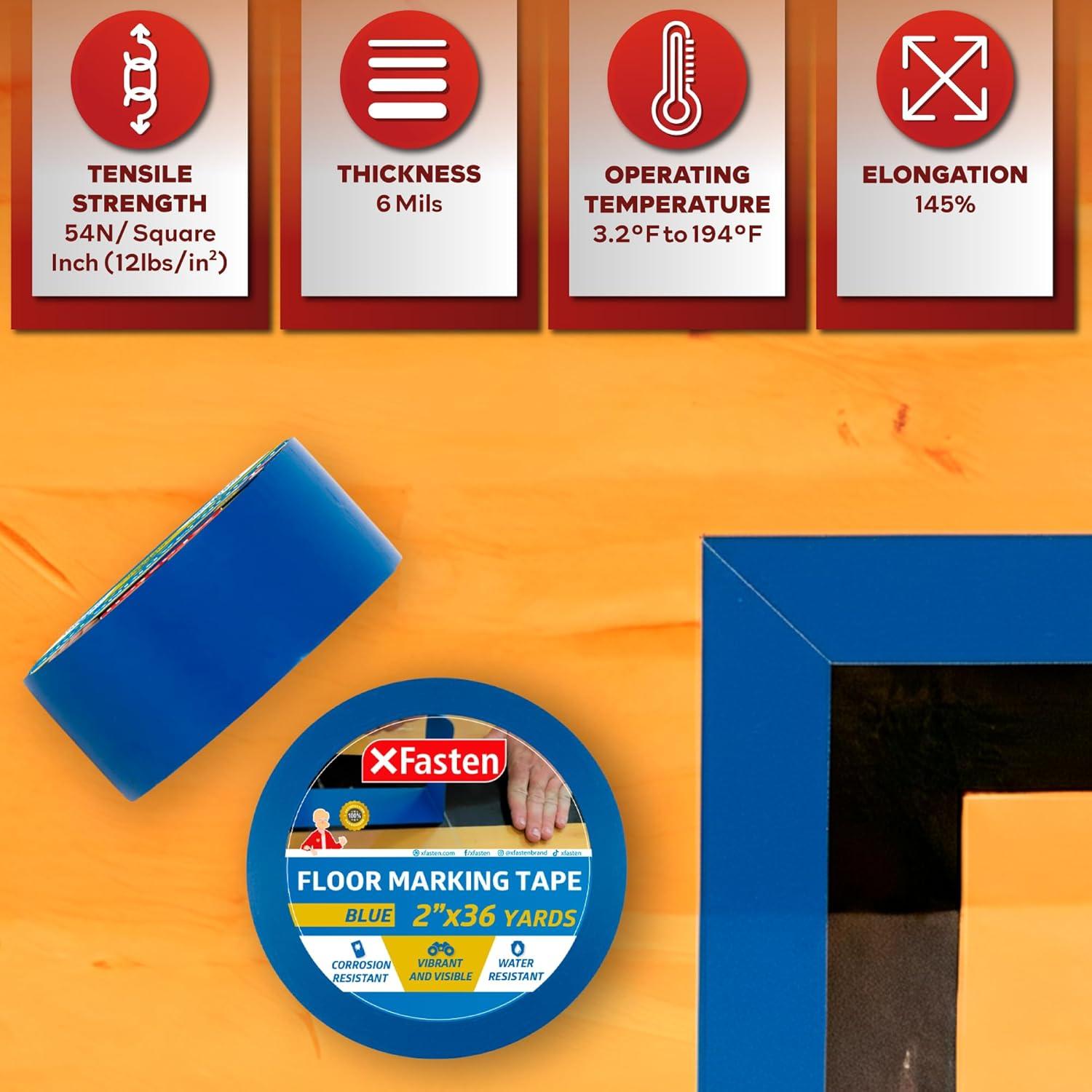 Cinta de Piso de Vinilo XFasten 5 cm x 32.9 m Azul