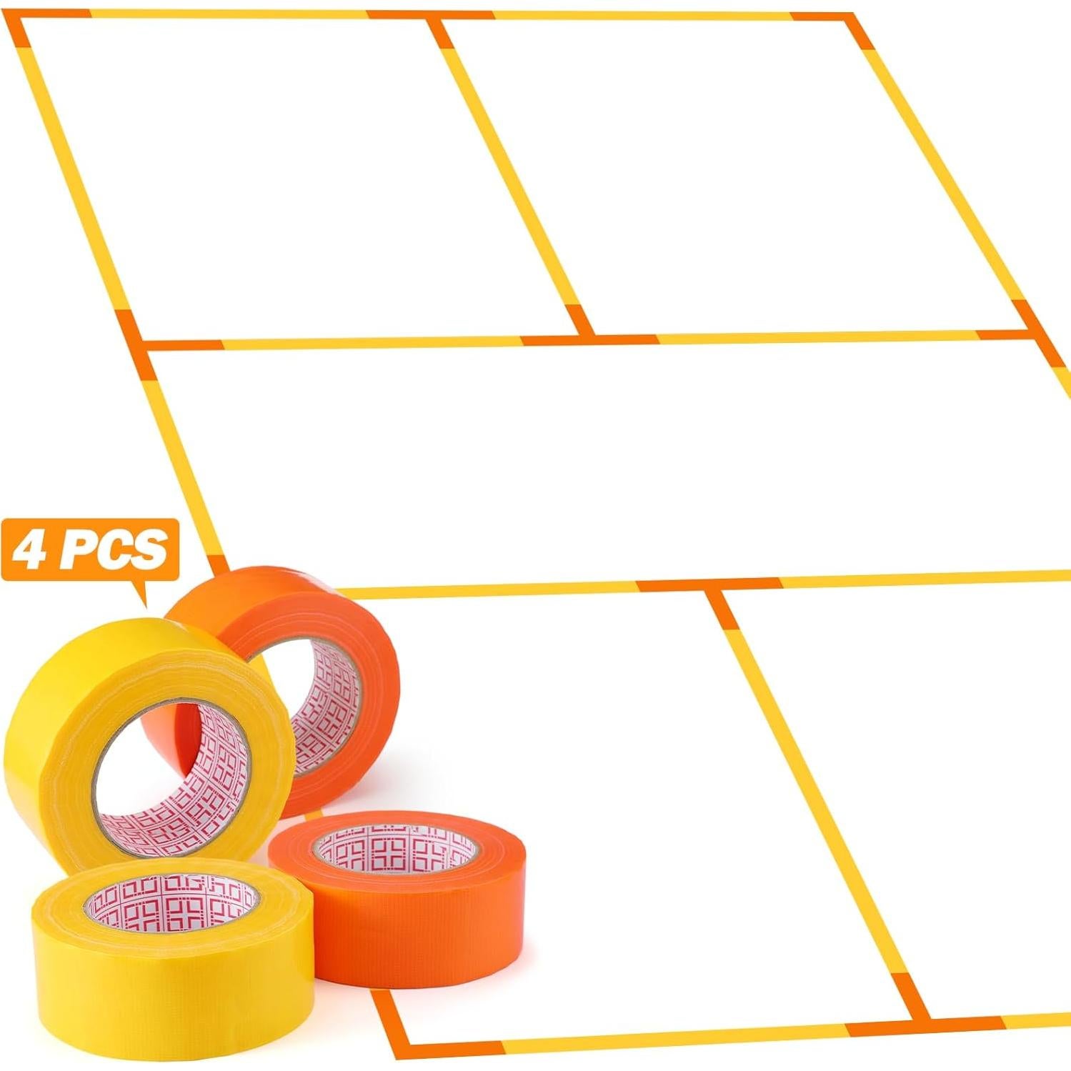 Cinta para Cancha Innconee 4 Rollos 5 cm x 50 m Amarillo Naranja