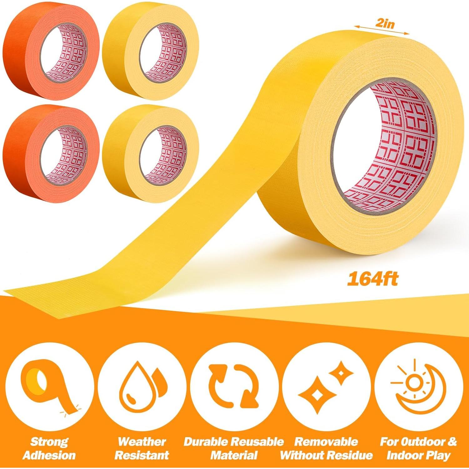 Cinta para Cancha Innconee 4 Rollos 5 cm x 50 m Amarillo Naranja