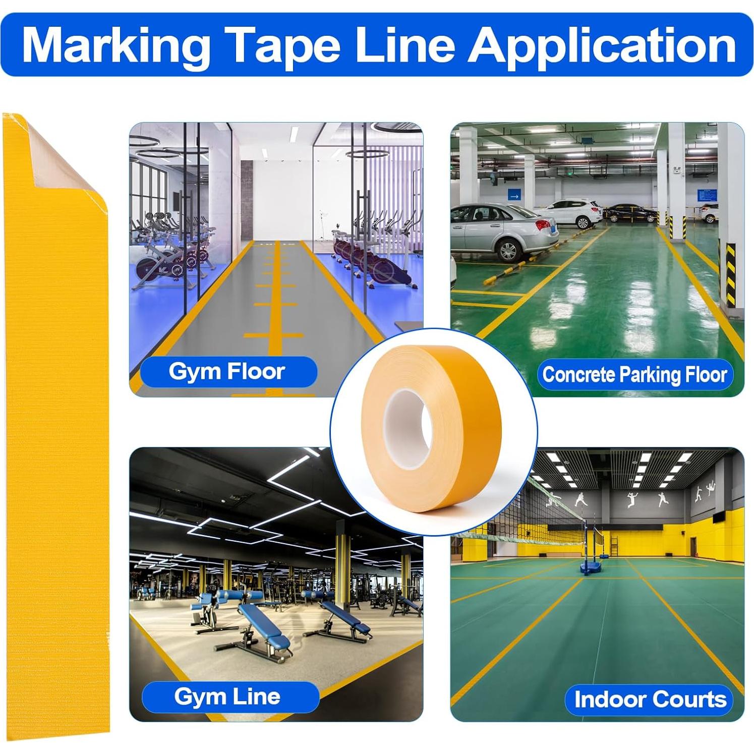 Cinta de marcado para cancha de pickleball Fdalas 80m Amarillo