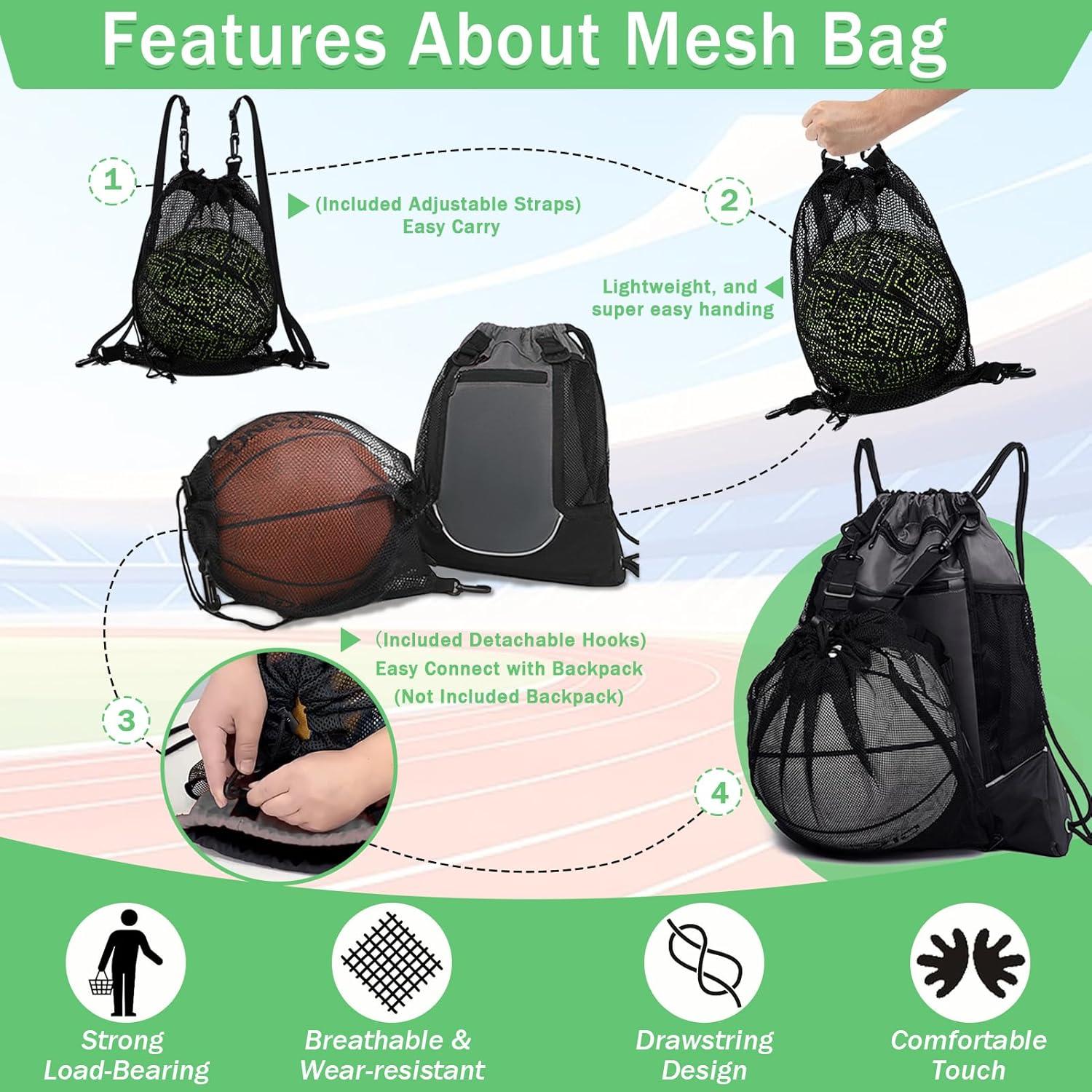 Mochila de baloncesto STAY GENT negra con bolsa de malla