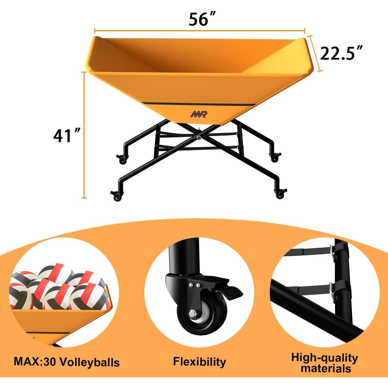Carro de Voleibol Plegable MR INXHCT-25 con Ruedas, 30 Pelotas
