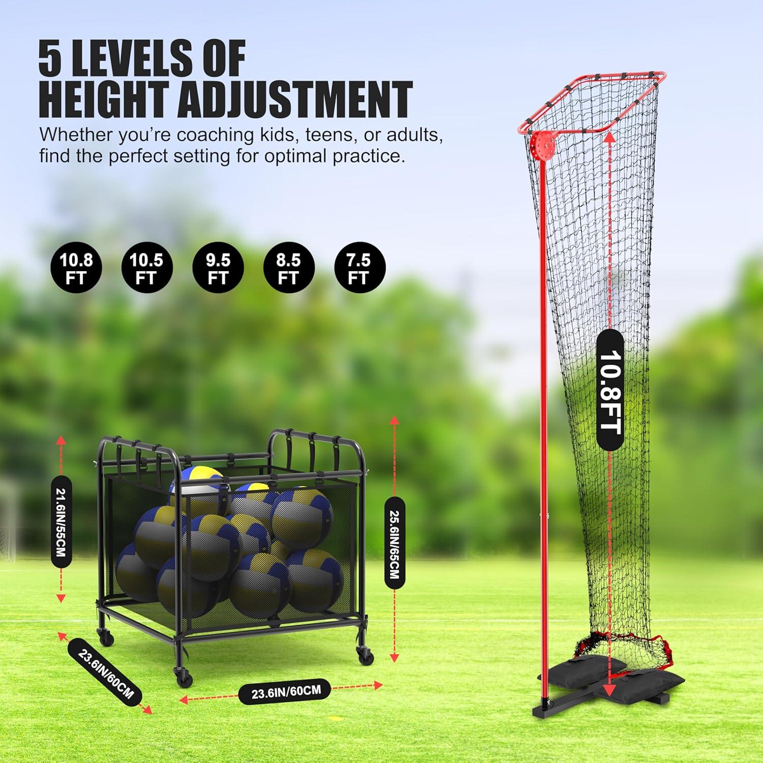 Red de Entrenamiento de Voleibol TUBAGOU con Carro Portátil