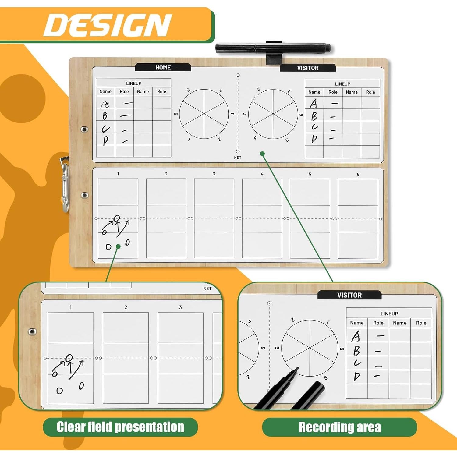 Pizarra Entrenador Voleibol HIGHRAZON Doble Cara 35.5x22.9cm