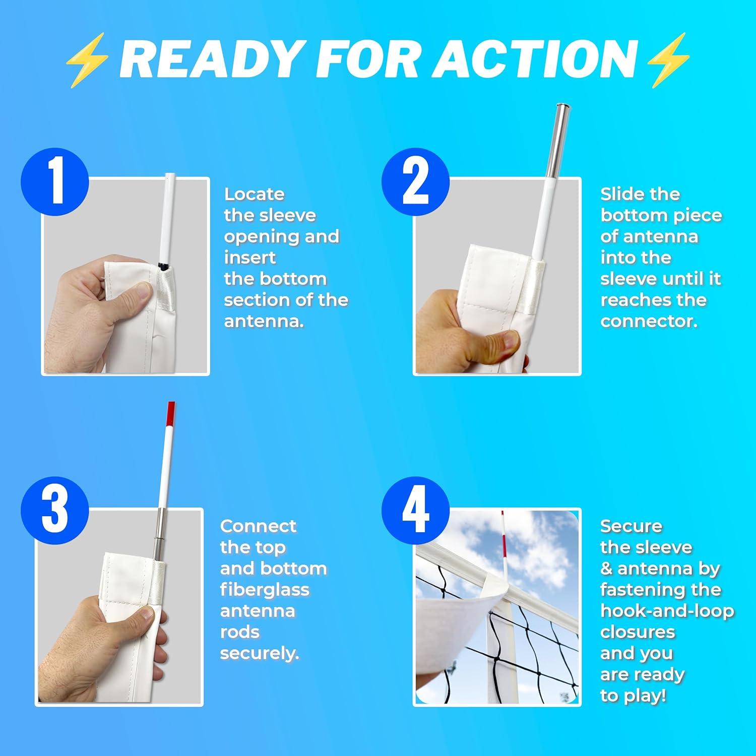 Juego de postes de antena de voleibol Boardee 1.80m fibra de vidrio
