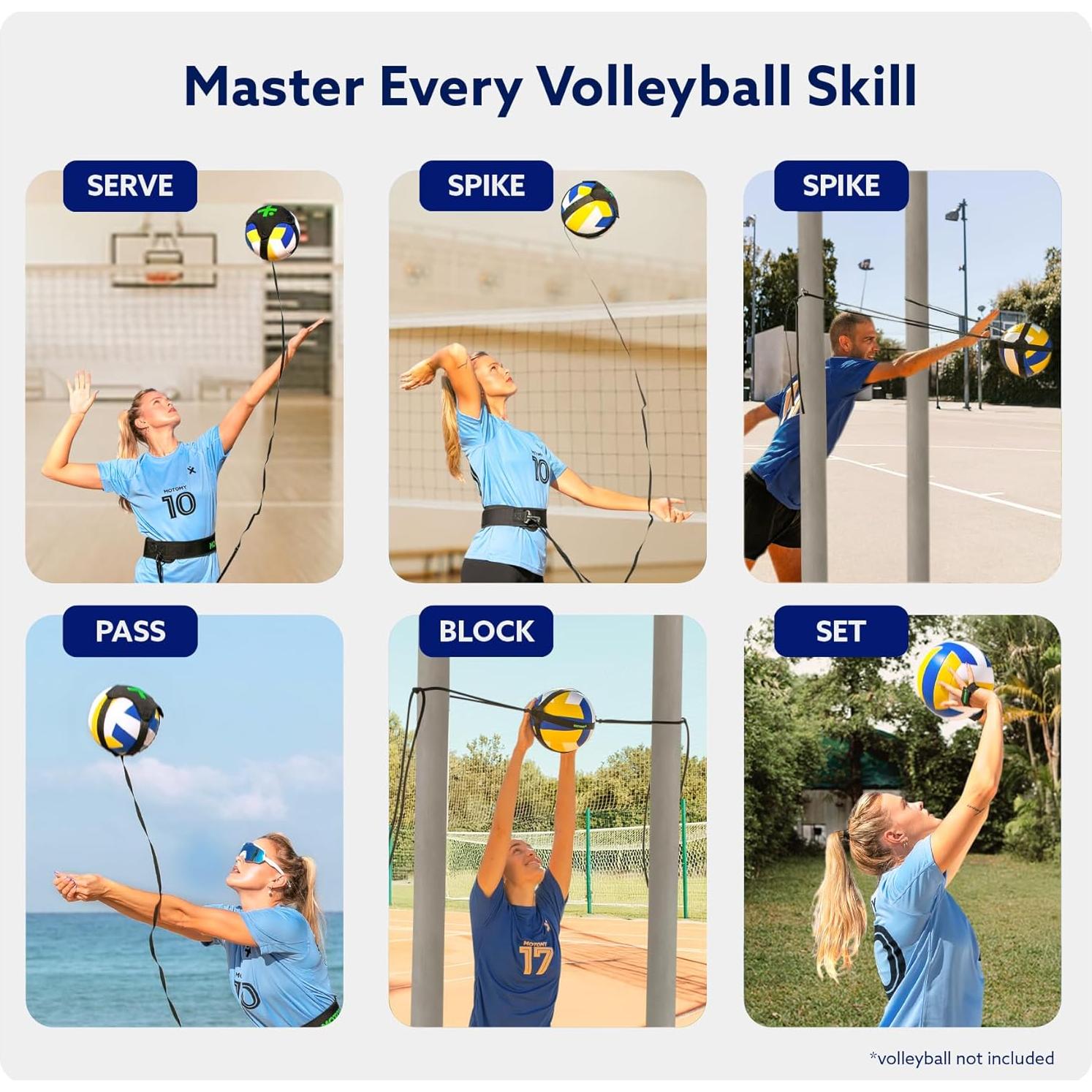 Entrenador de Voleibol MOTOMY VolleyPal - Kit 3 en 1 Ajustable