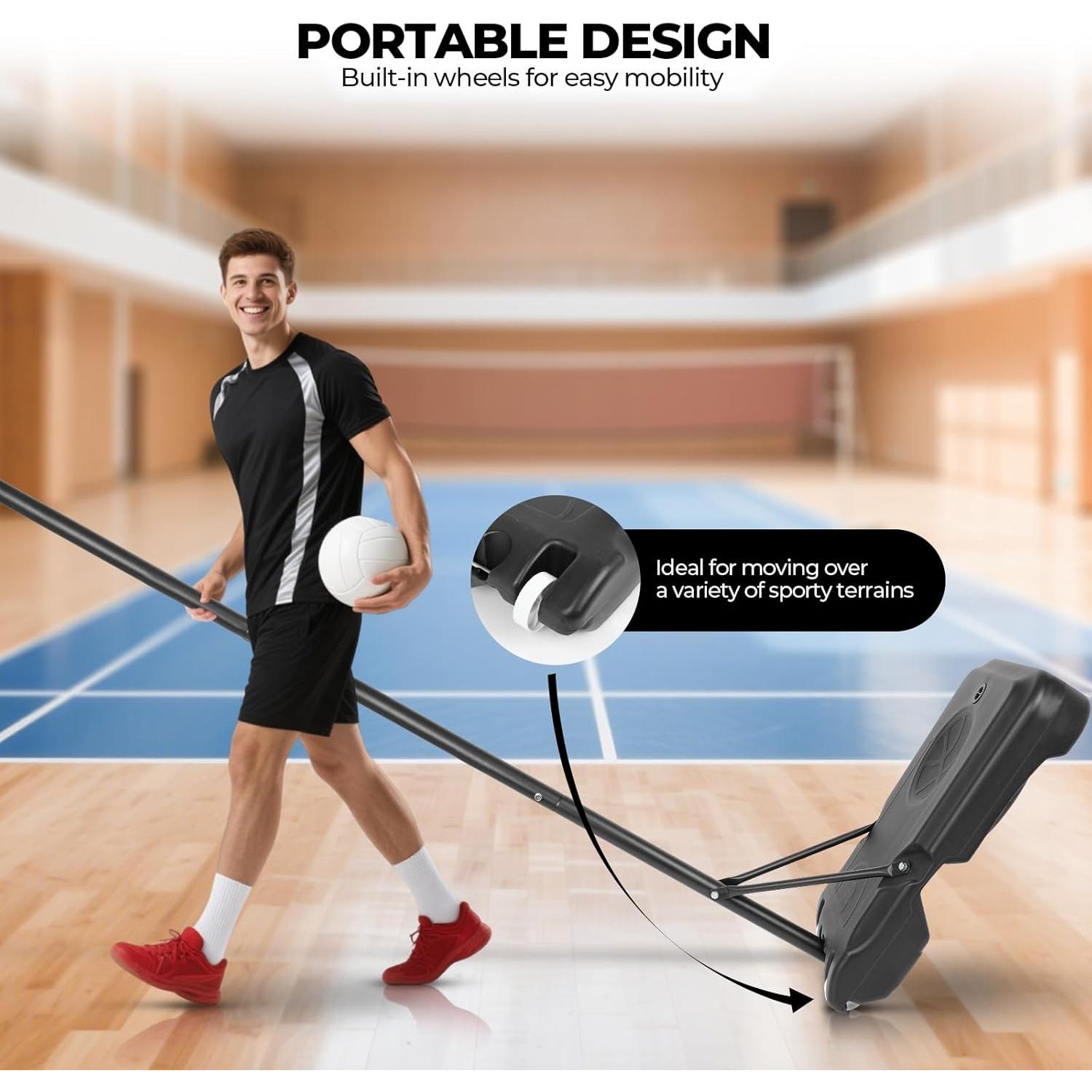 Red de Entrenamiento Voleibol FAHKNS Ajustable con Poleas