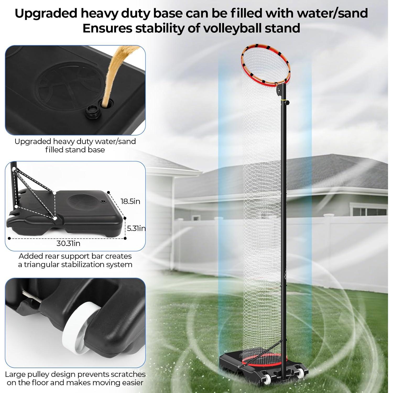 Red de Entrenamiento Voleibol FAHKNS Ajustable con Poleas