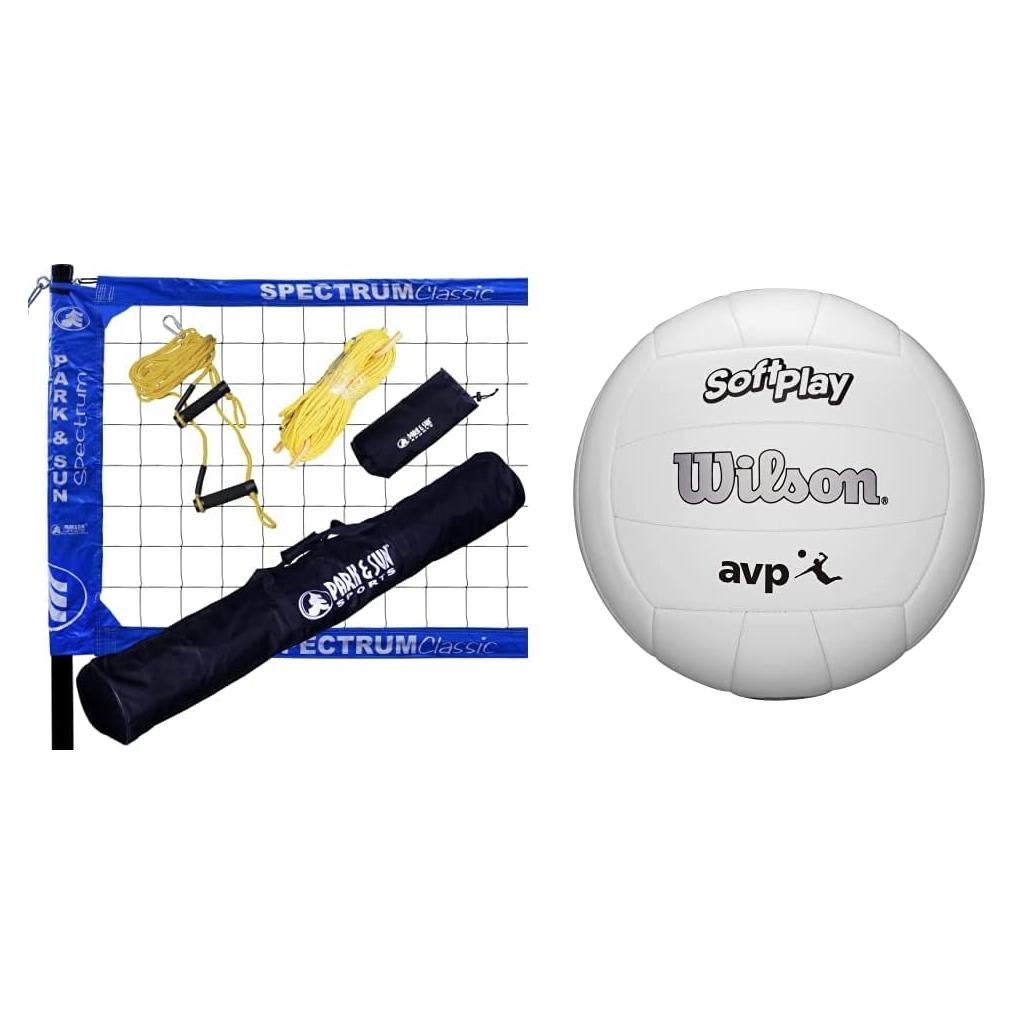 Conjunto de Voleibol Park & Sun Spectrum Classic con Red 0.91x9.75m y Voleibol Wilson AVP Soft Play