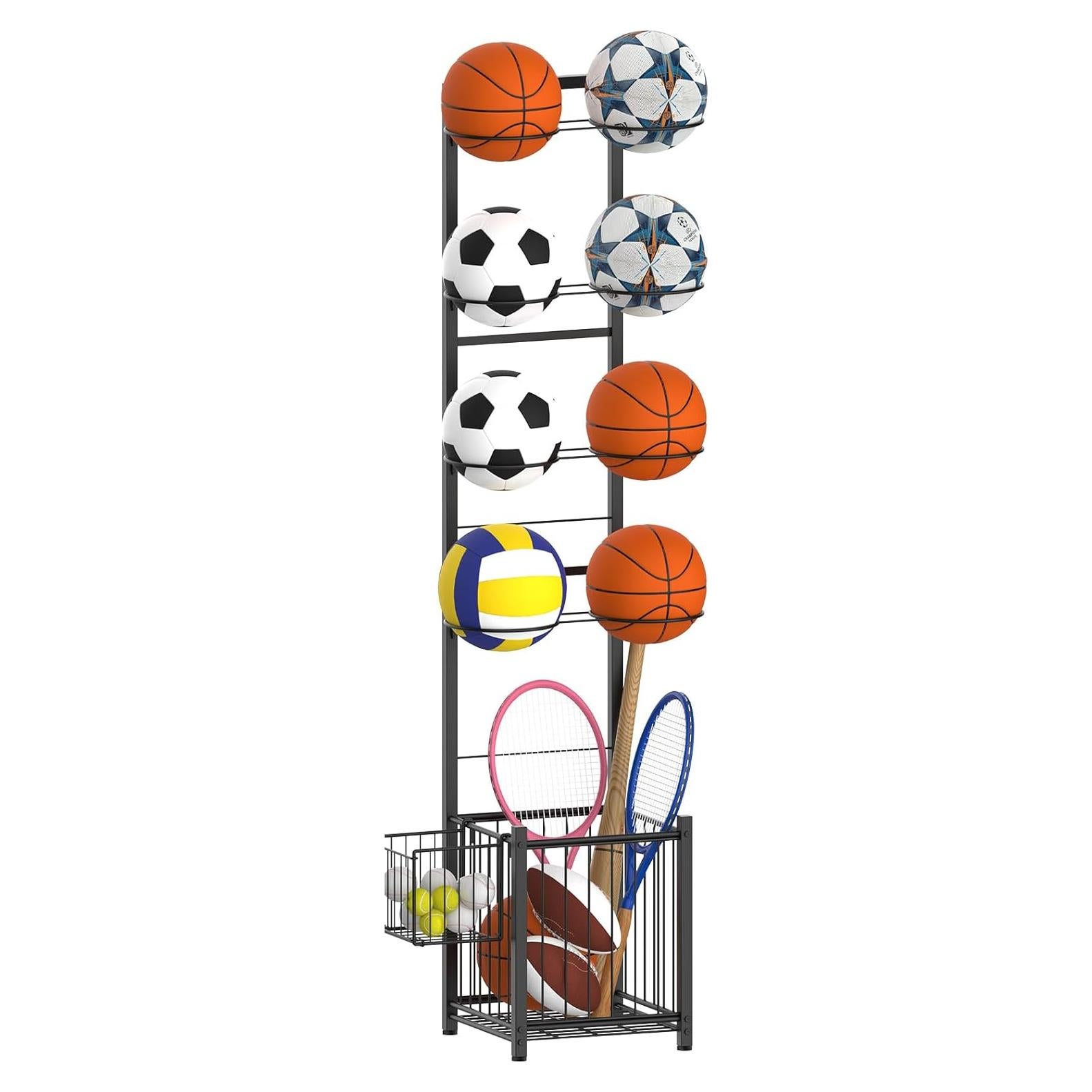 Estante Vertical para Pelotas CADUKE - Soporte 8 Pelotas - Negro