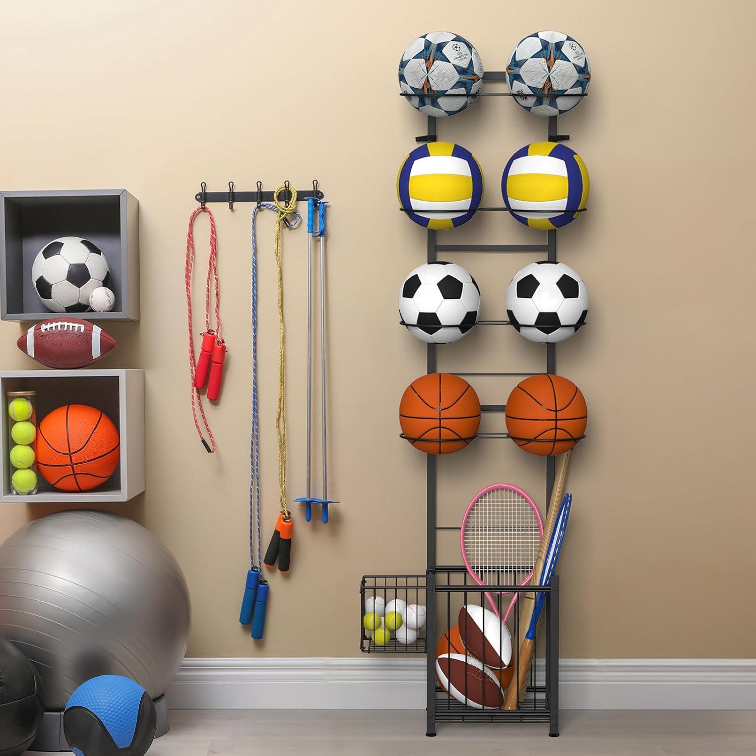 Estante Vertical para Pelotas CADUKE - Soporte 8 Pelotas - Negro