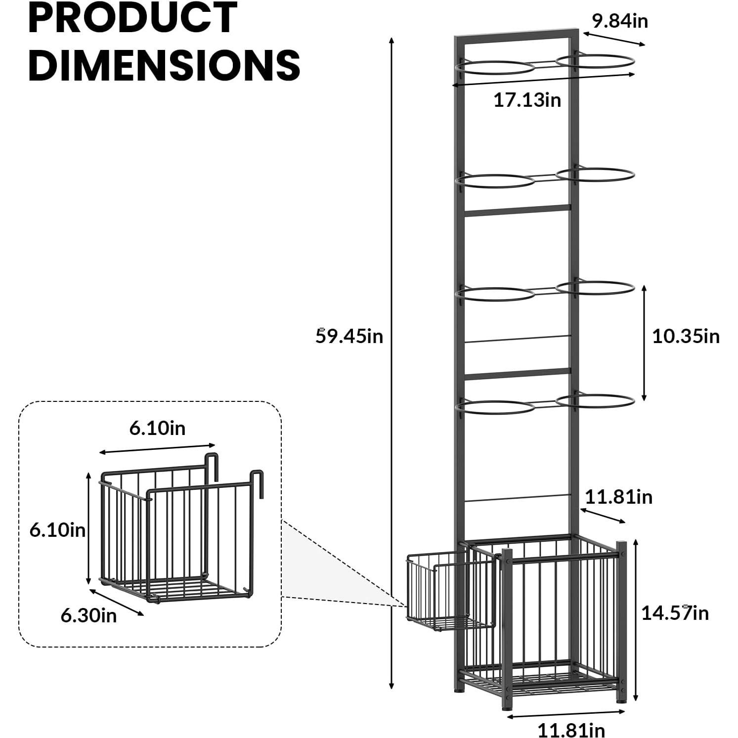 Estante Vertical para Pelotas CADUKE - Soporte 8 Pelotas - Negro
