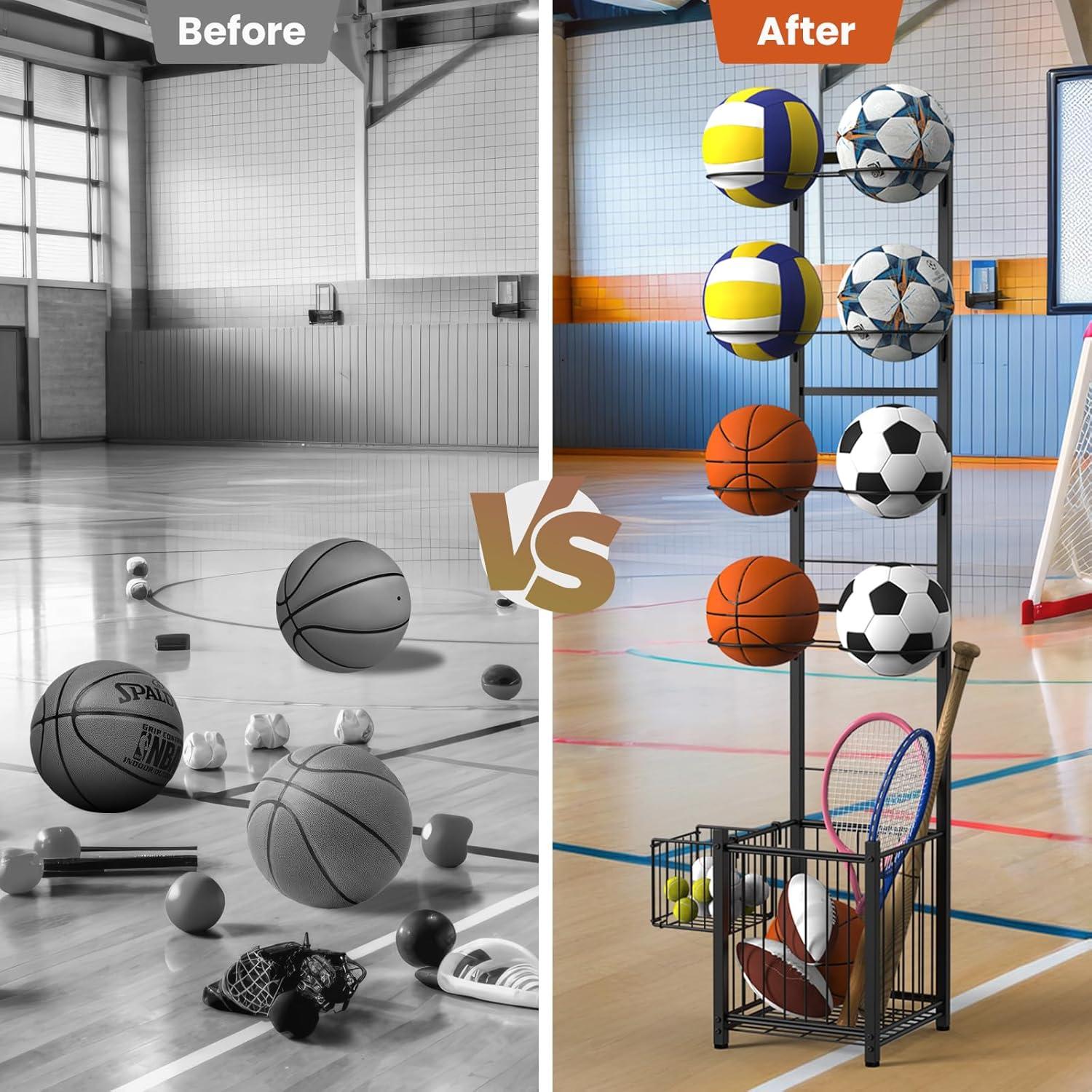 Estante Vertical para Pelotas CADUKE - Soporte 8 Pelotas - Negro