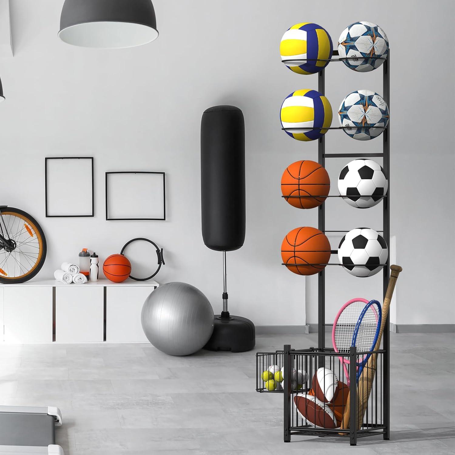 Estante Vertical para Pelotas CADUKE - Soporte 8 Pelotas - Negro