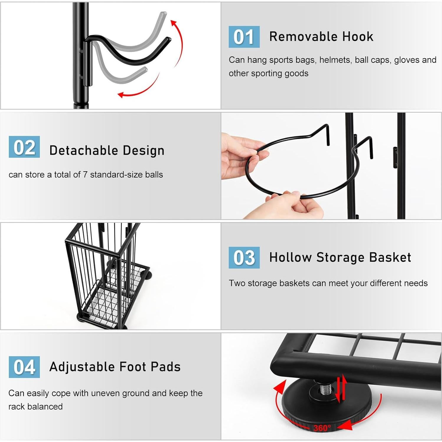 Soporte Vertical para Balones Luplom 7 Niveles Negro