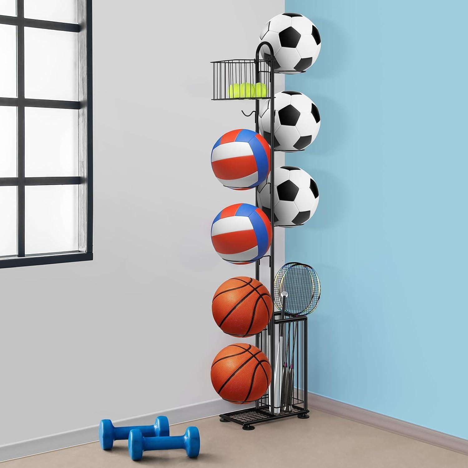 Soporte Vertical para Balones Luplom 7 Niveles Negro