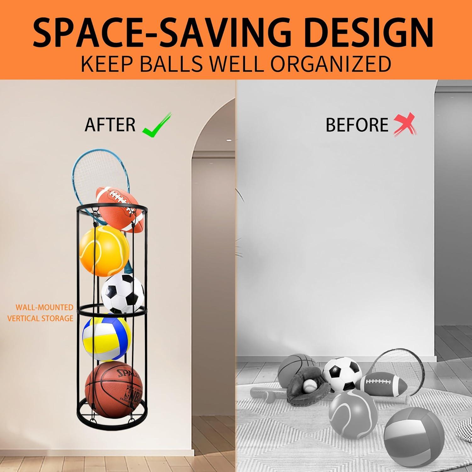 Soporte de Almacenamiento de Pelotas BEWITU Montaje en Pared 33x97.5cm