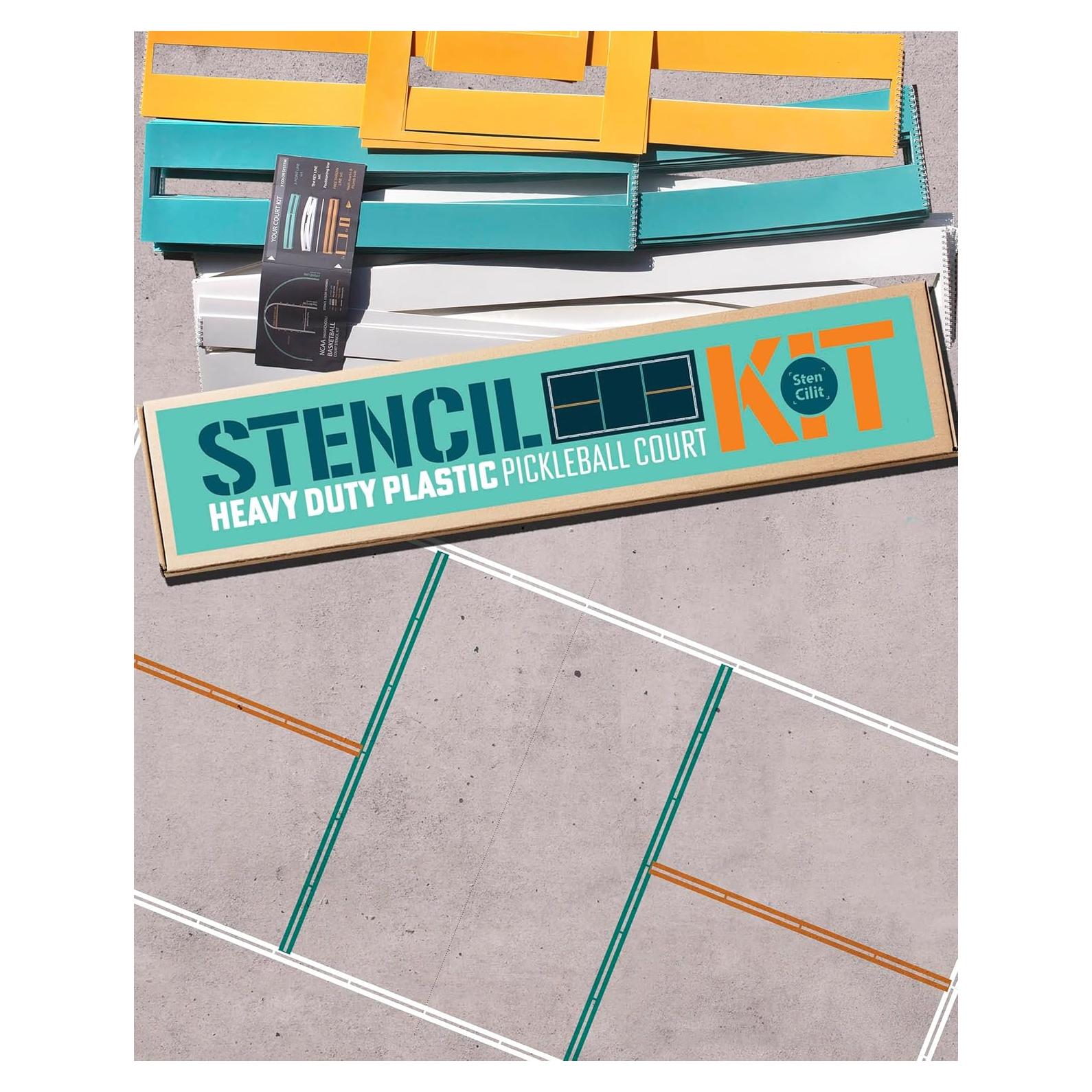 Kit Plantilla Pickleball STENCILIT - Media Cancha 13.41x6.10m